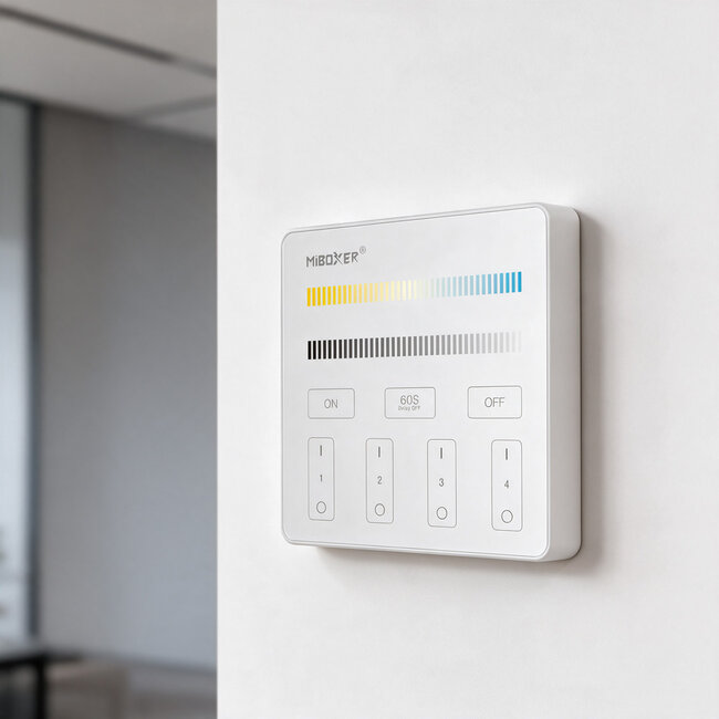 MiBoxer/Mi-Light Controllore LED a parete CCT e funzione Dim | 4 zone | Magnetico