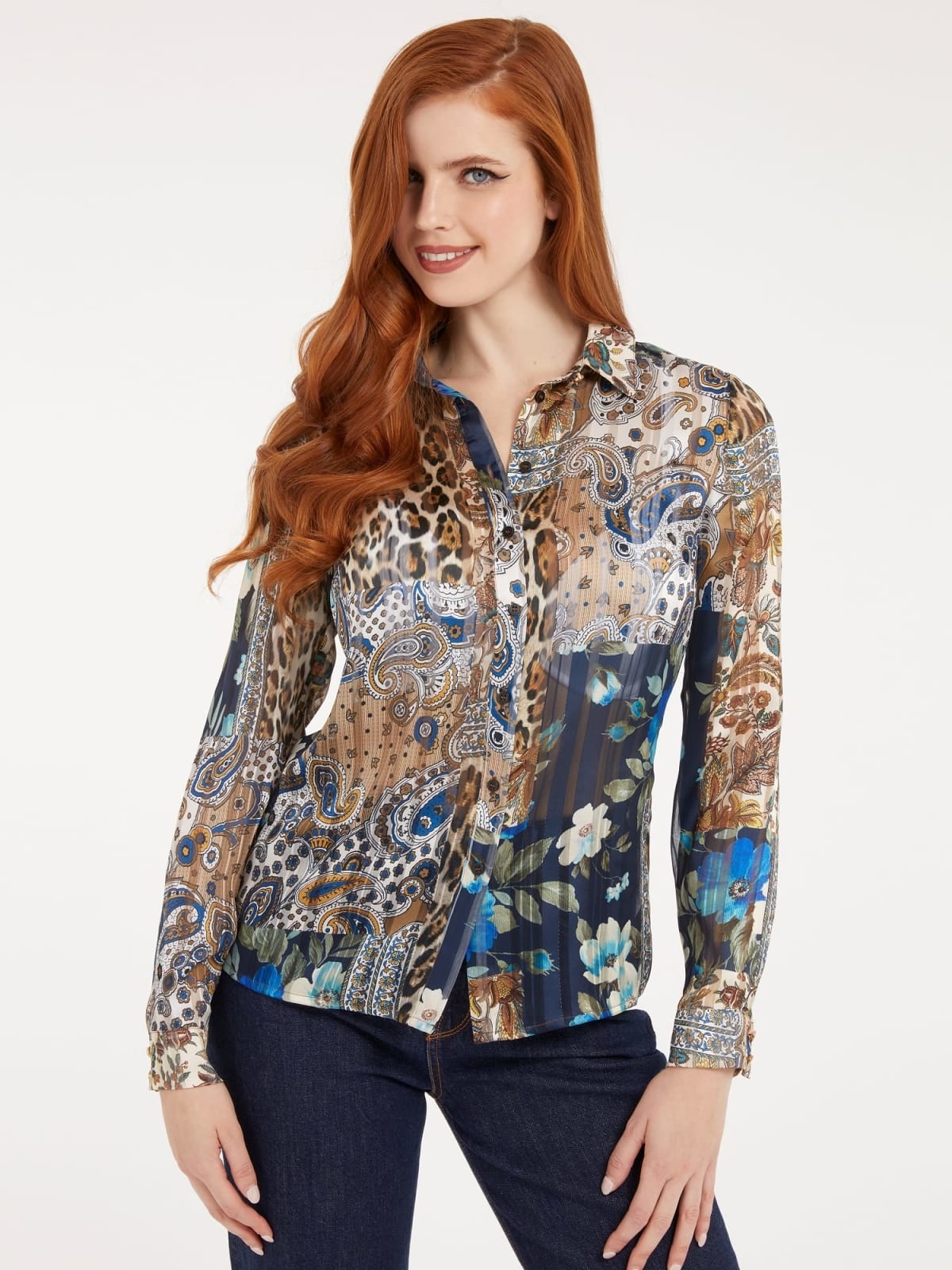 Débardeur / Blouse Fleurie GUESS En Crêpe - Taille ~38, Occasion Très Bon état (sans étiquette)