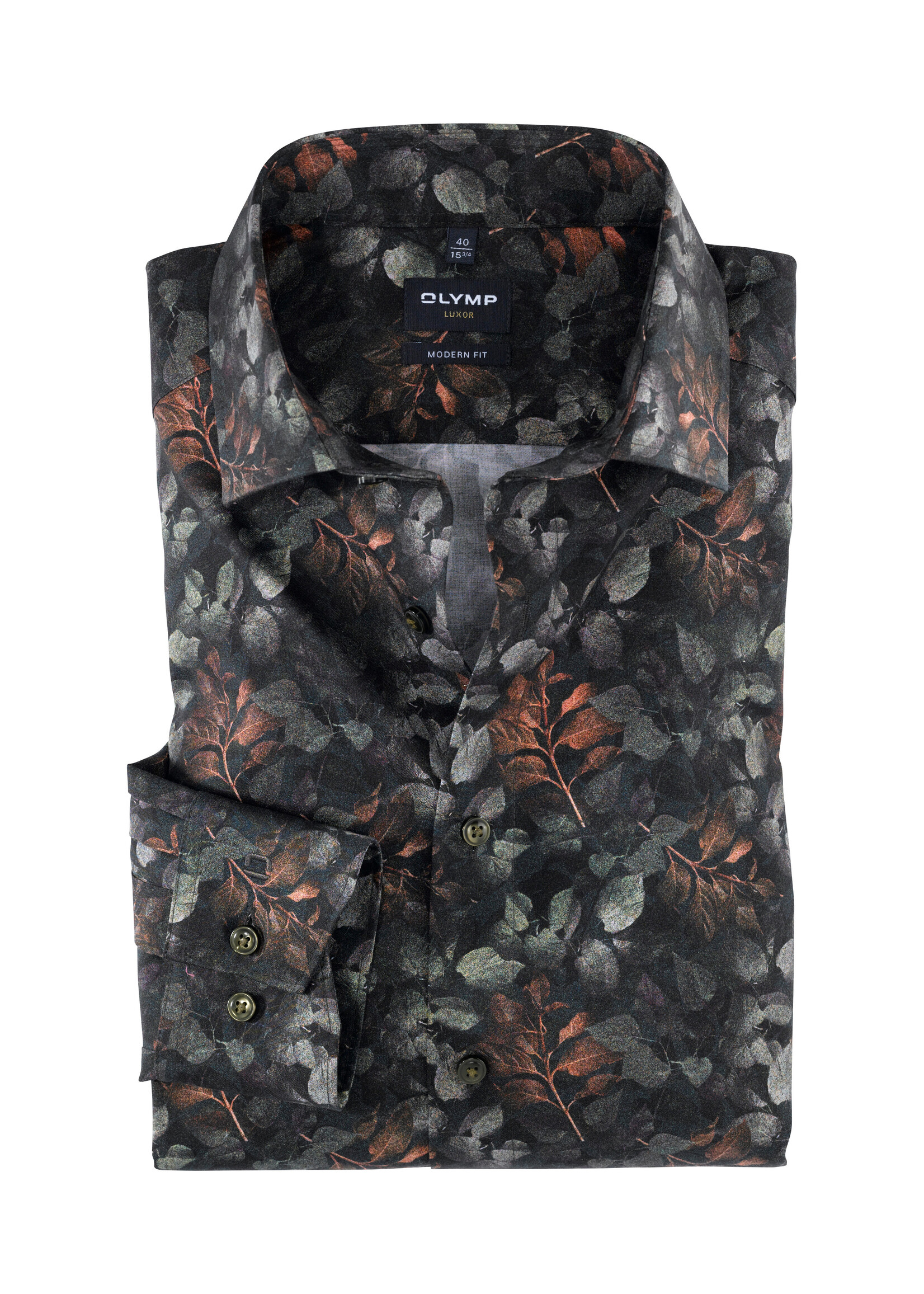 Olymp Olymp - Modern Fit hemd met bloemenprint - Lindegroen