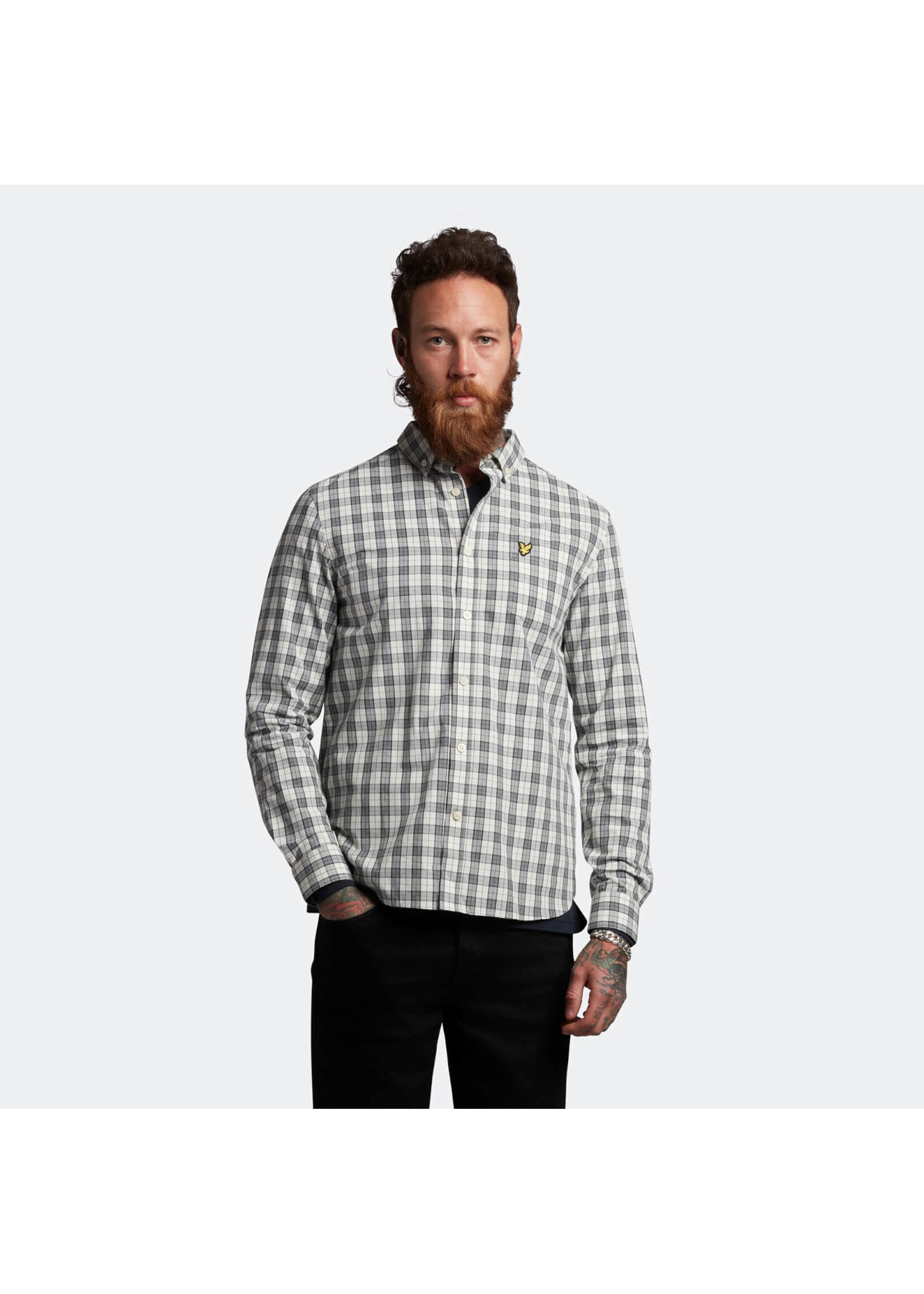 Lyle & Scott Lyle & Scott - Geruit poplin overhemd - Wit/Grijs