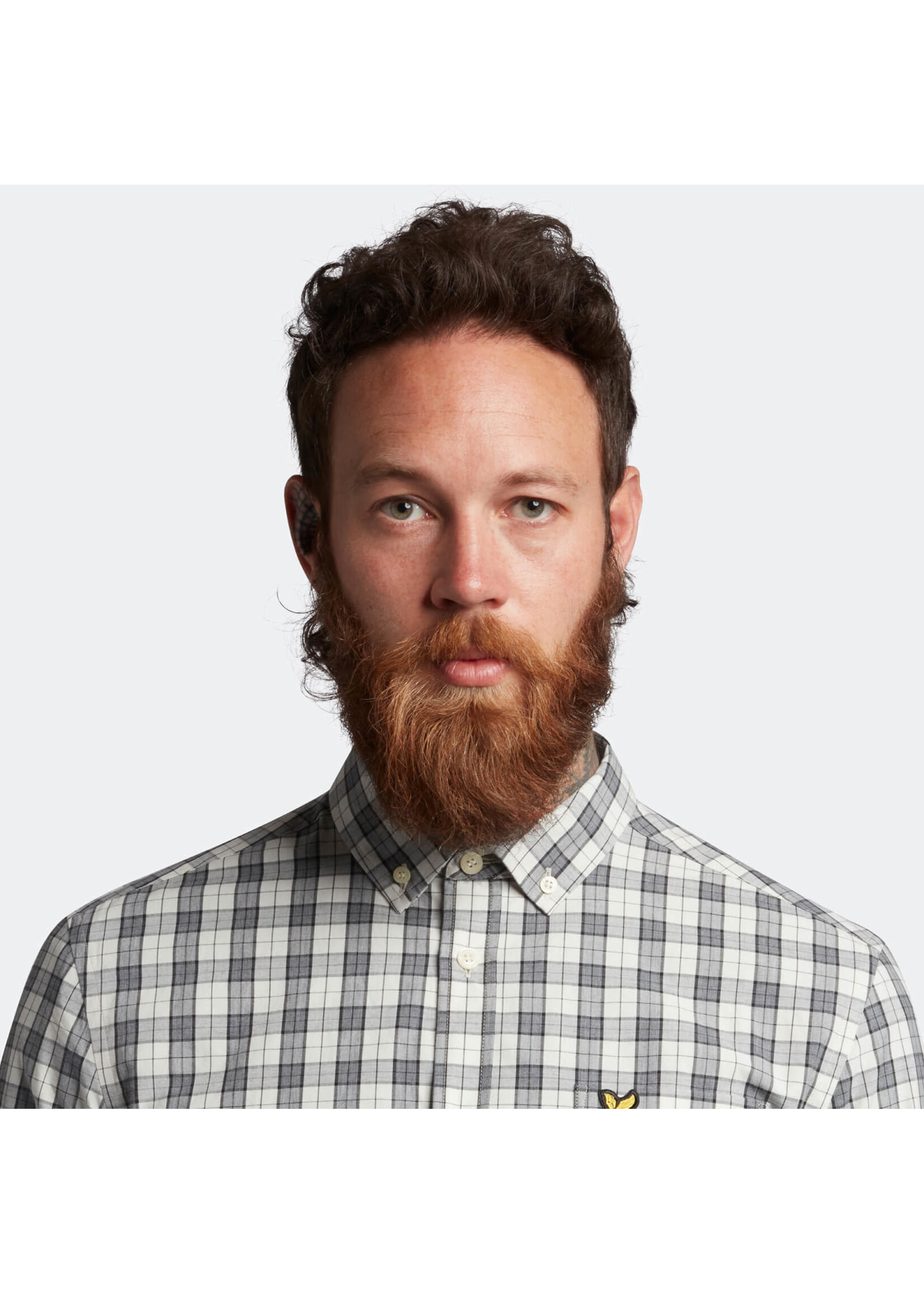 Lyle & Scott Lyle & Scott - Geruit poplin overhemd - Wit/Grijs