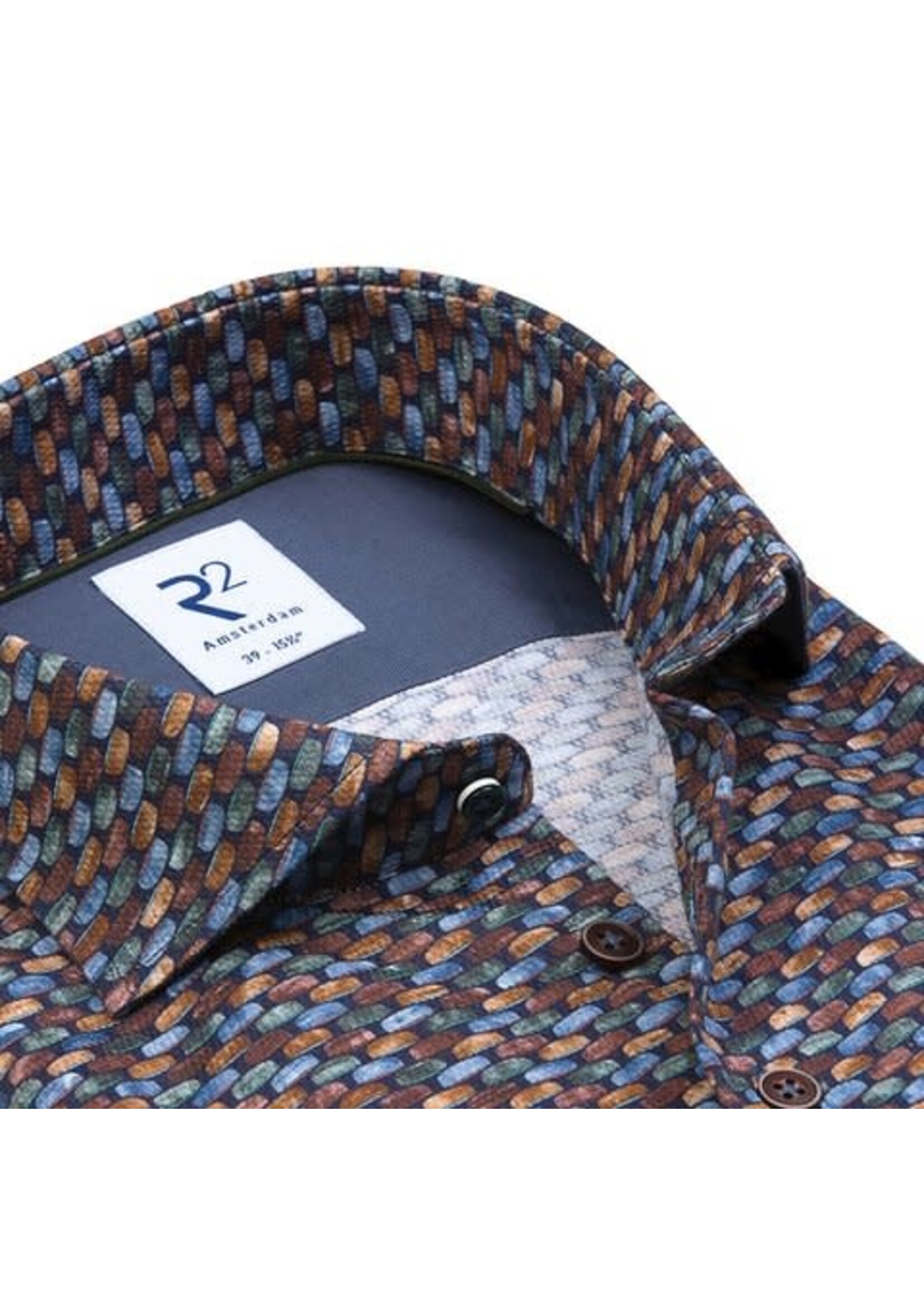 R2 R2 - Hemd met lampenprint - Navy