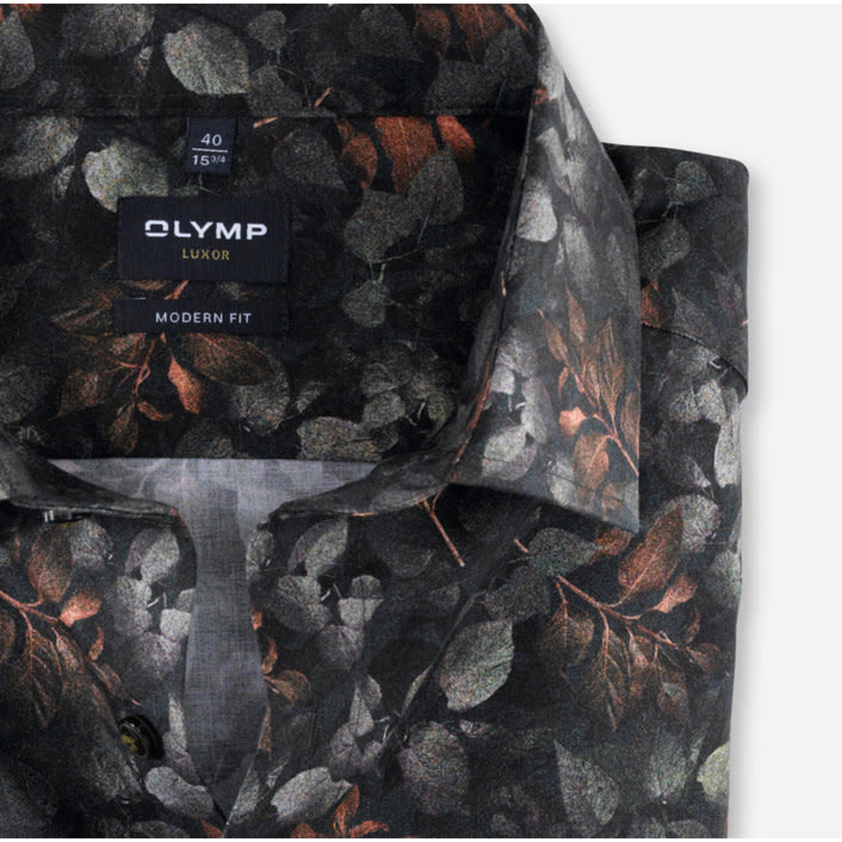 Olymp Olymp - Modern Fit hemd met bloemenprint - Lindegroen
