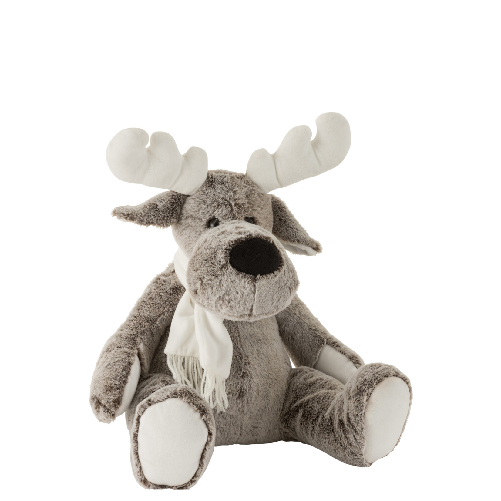 J-LINE J-LINE - Eland pluche - Grijs/Wit