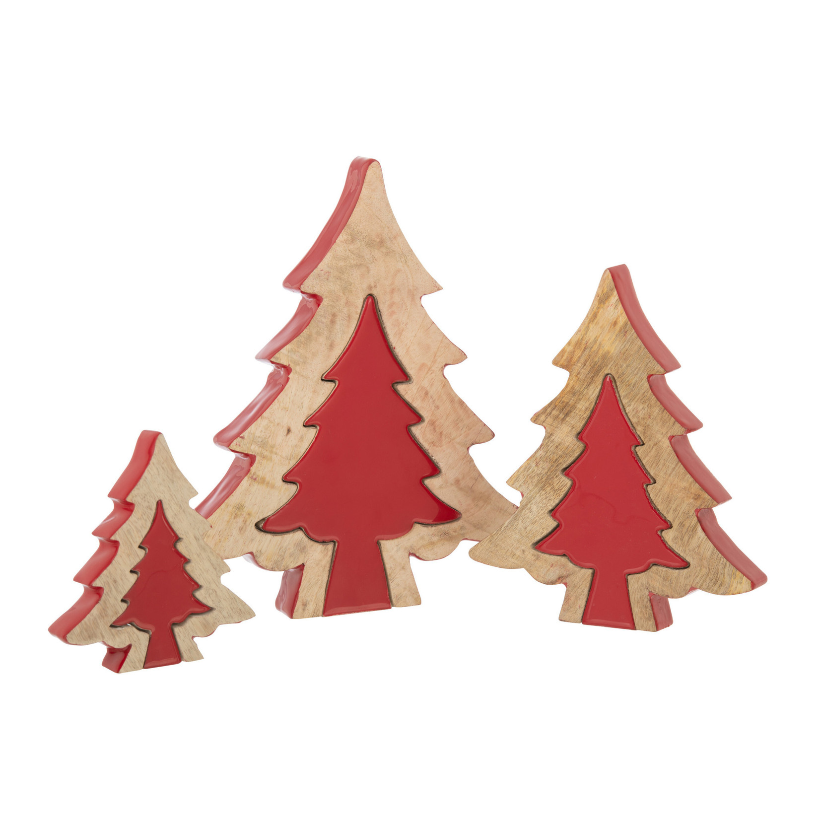 J-LINE J-LINE - Puzzel Kerstboom - Mango/Rood
