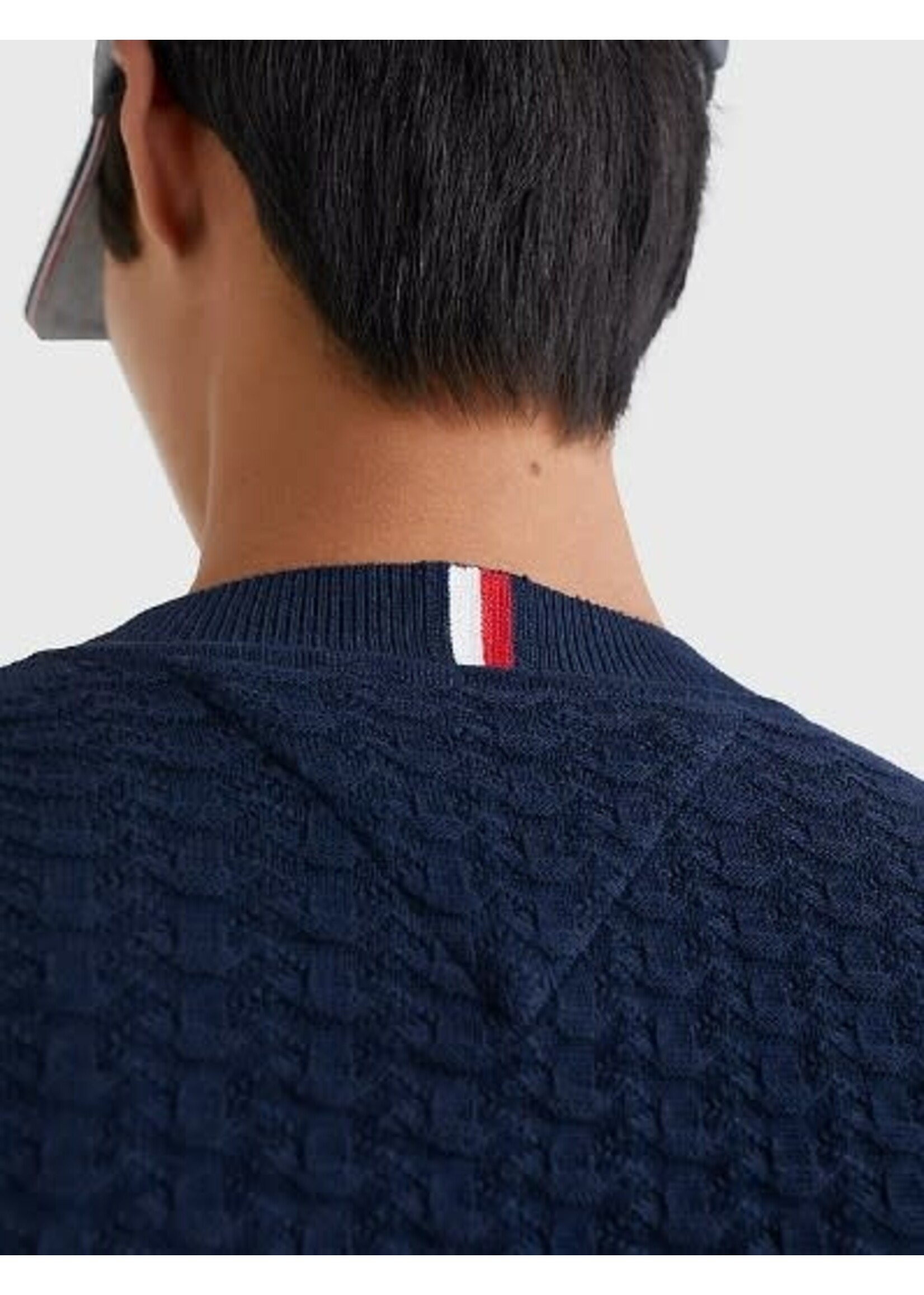 Tommy Hilfiger Tommy Hilfiger - Getextureerde trui met ronde hals - Donkerblauw