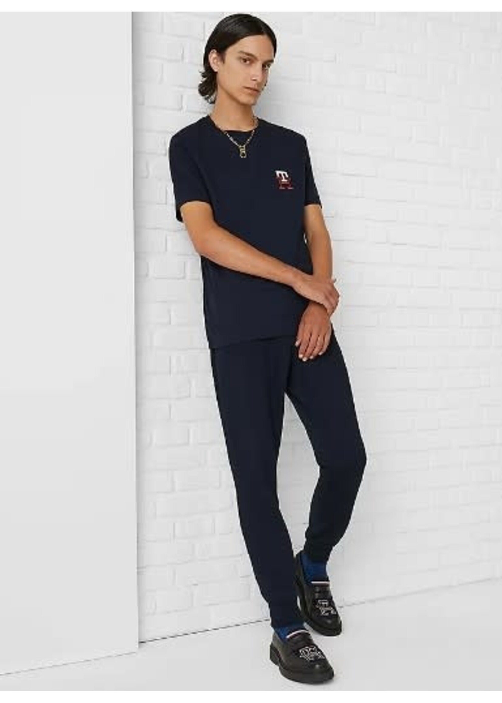 Tommy Hilfiger Tommy Hilfiger - T-shirt met geborduurd logo - Donkerblauw