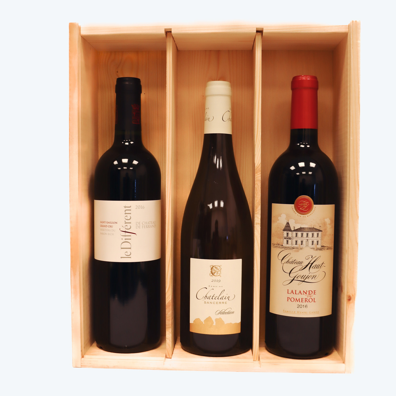Giftset wijn - Roque Palatin x Domaine Chatelain x Le Different x Geschenkverpakking