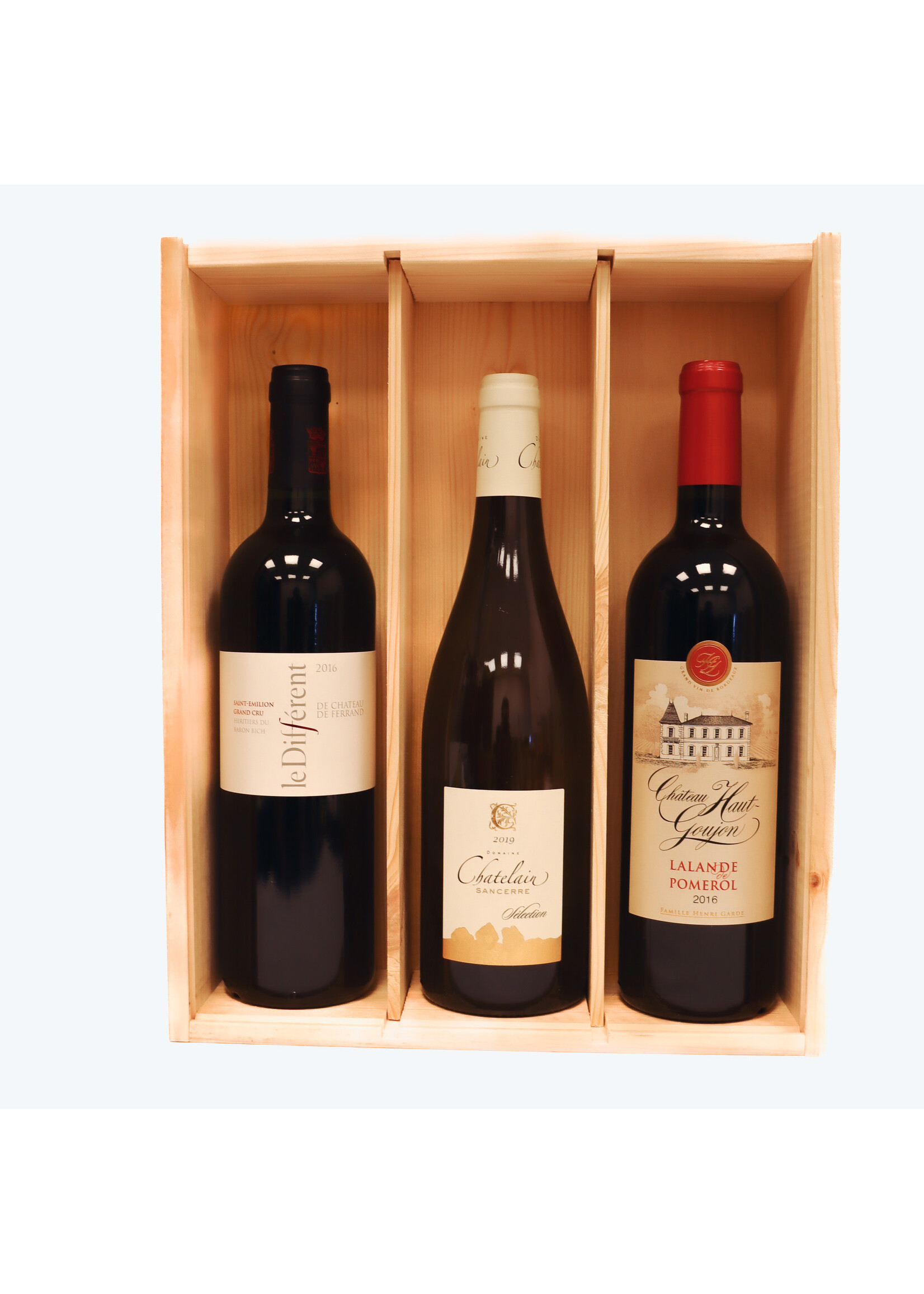 Giftset wijn - Roque Palatin x Domaine Chatelain x Le Different x Geschenkverpakking