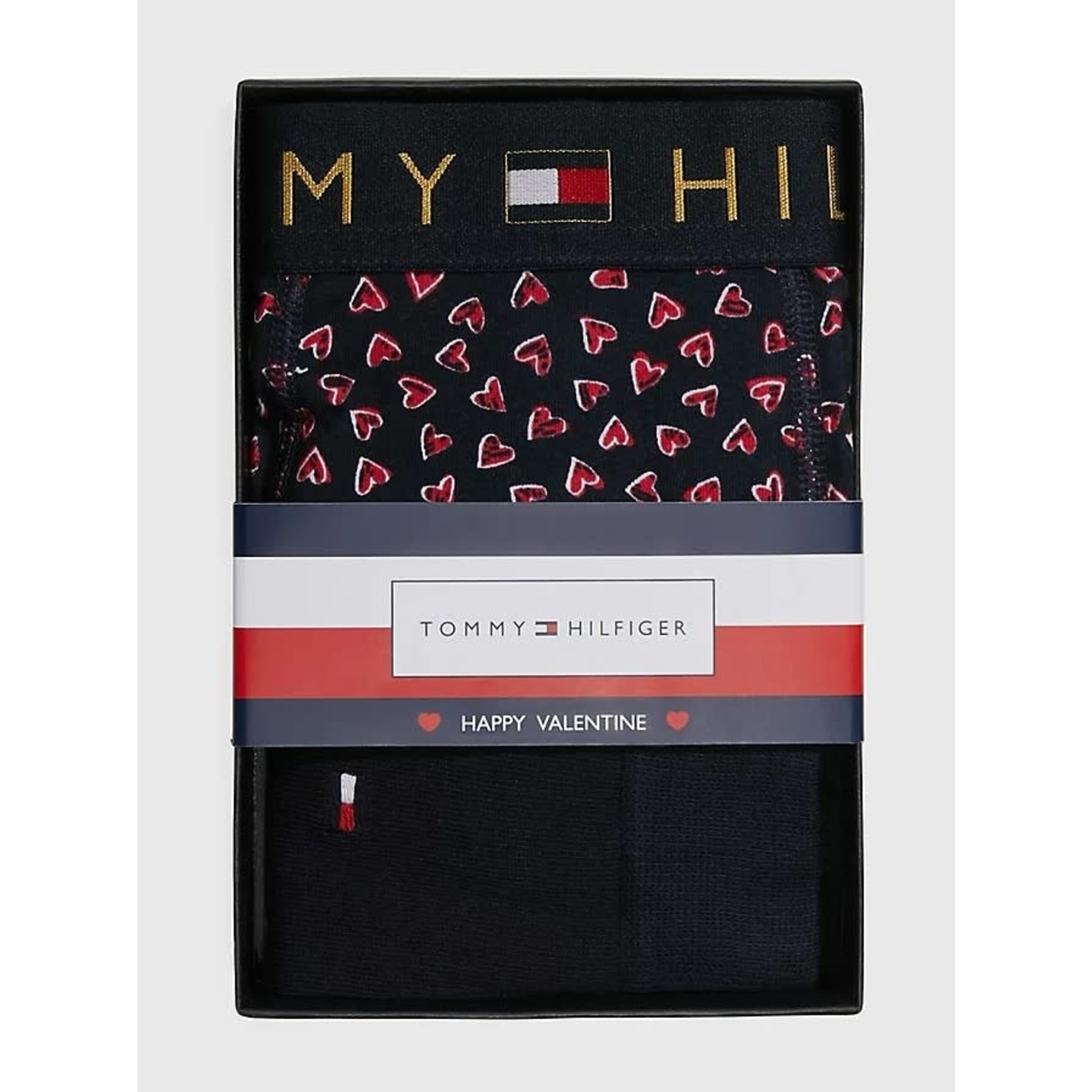 Tommy Hilfiger Tommy Hilfiger - Cadeauset boxershort en sokken - Donkerblauw/Hartjes