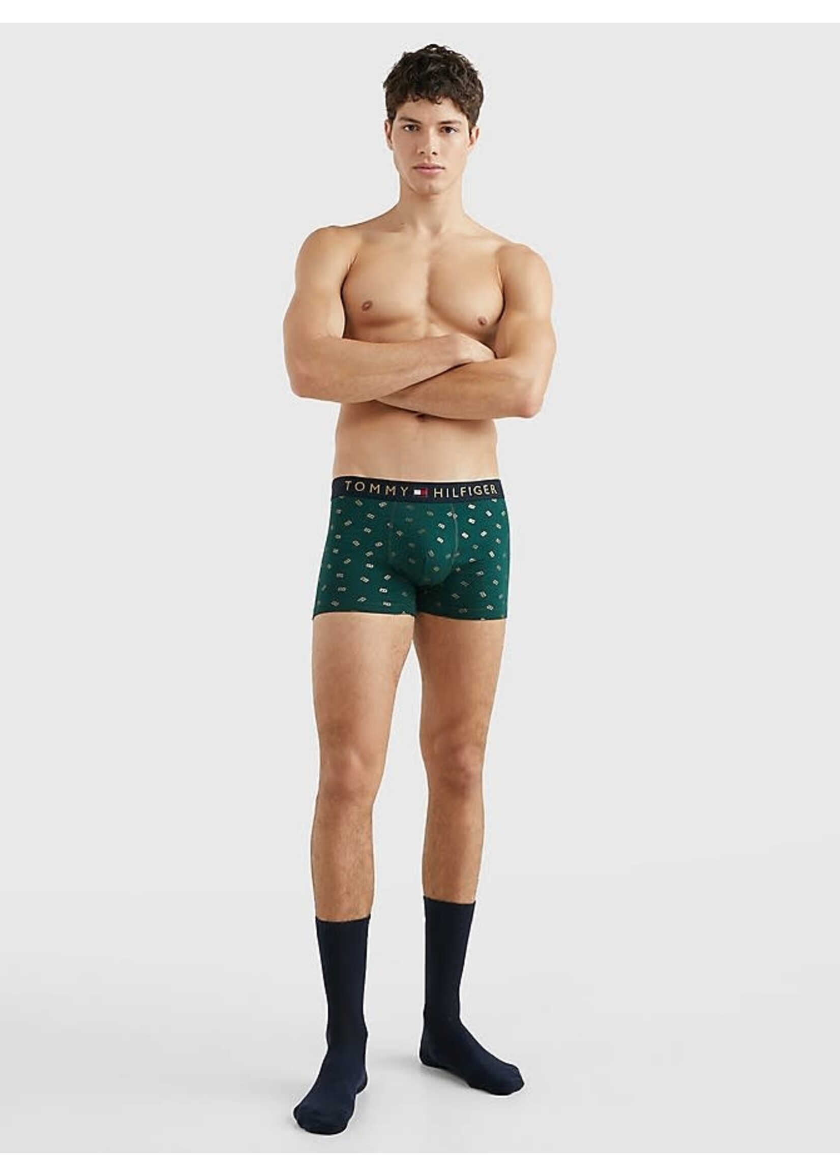 Tommy Hilfiger Tommy Hilfiger - Cadeauset boxershort en sokken - Donkergroen/Vlagjes