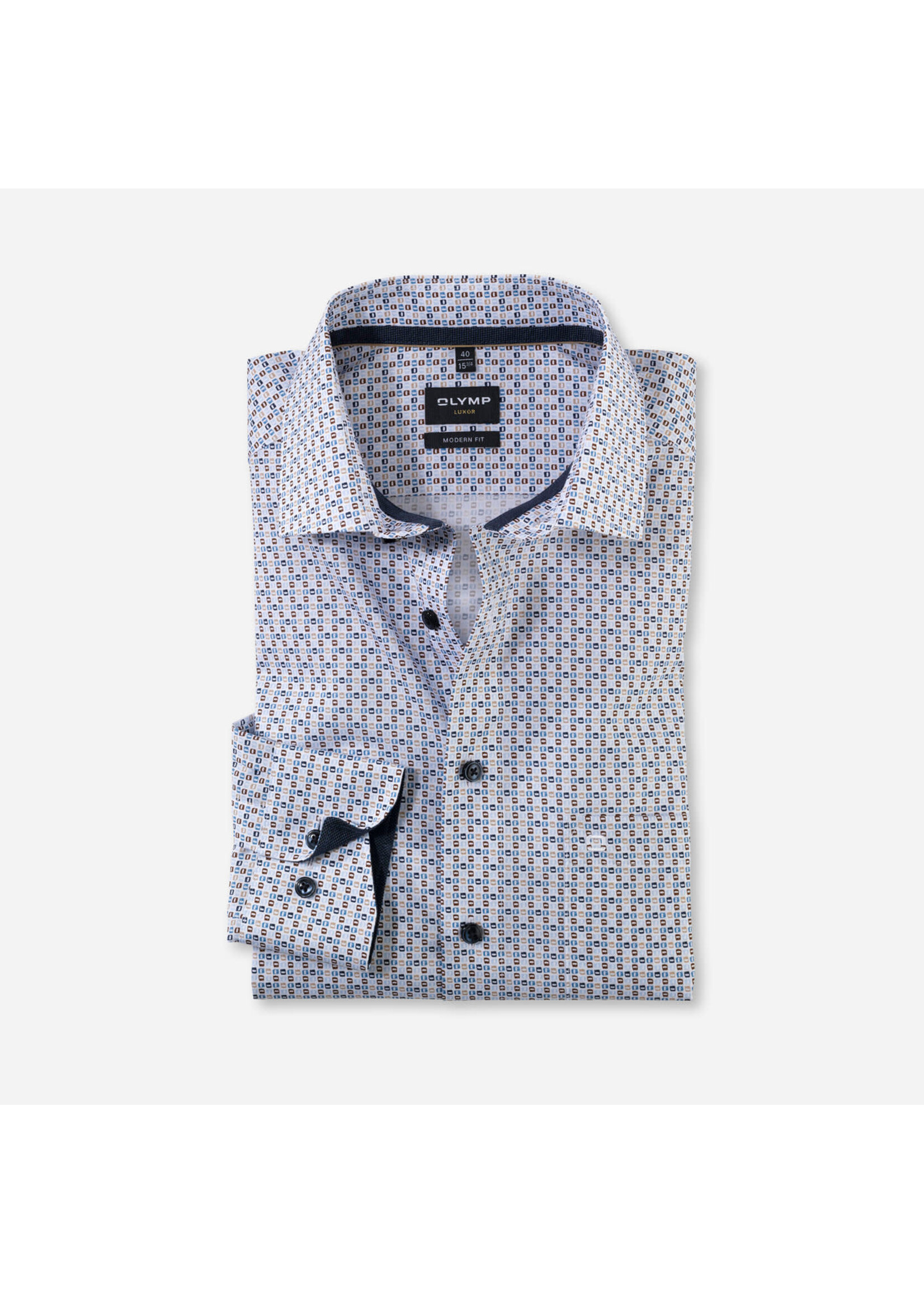 Olymp Olymp  - Modern fit hemd - Wit/Print