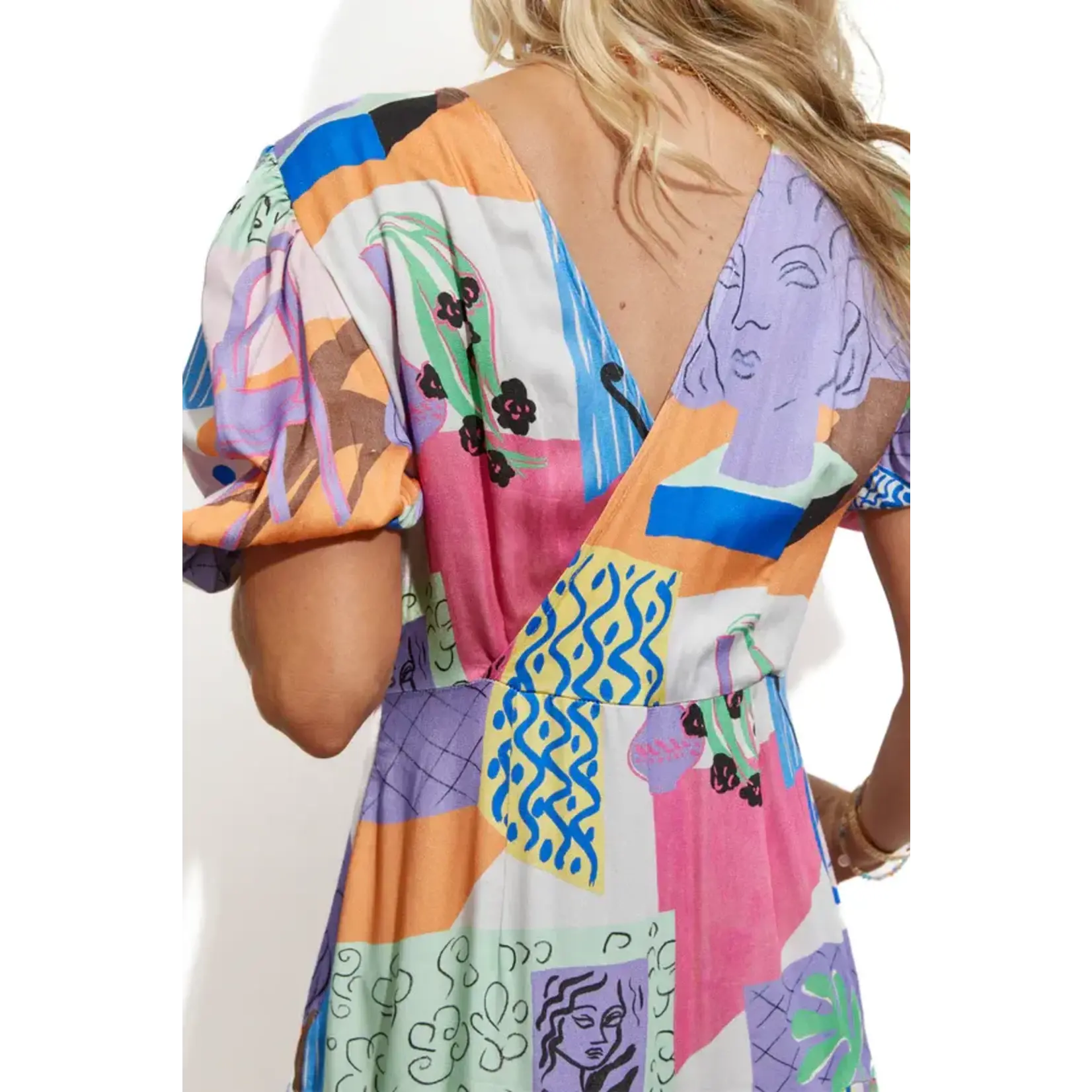 Never Fully Dressed Never Fully Dressed - Portrait Midi Jurk - Multicolor