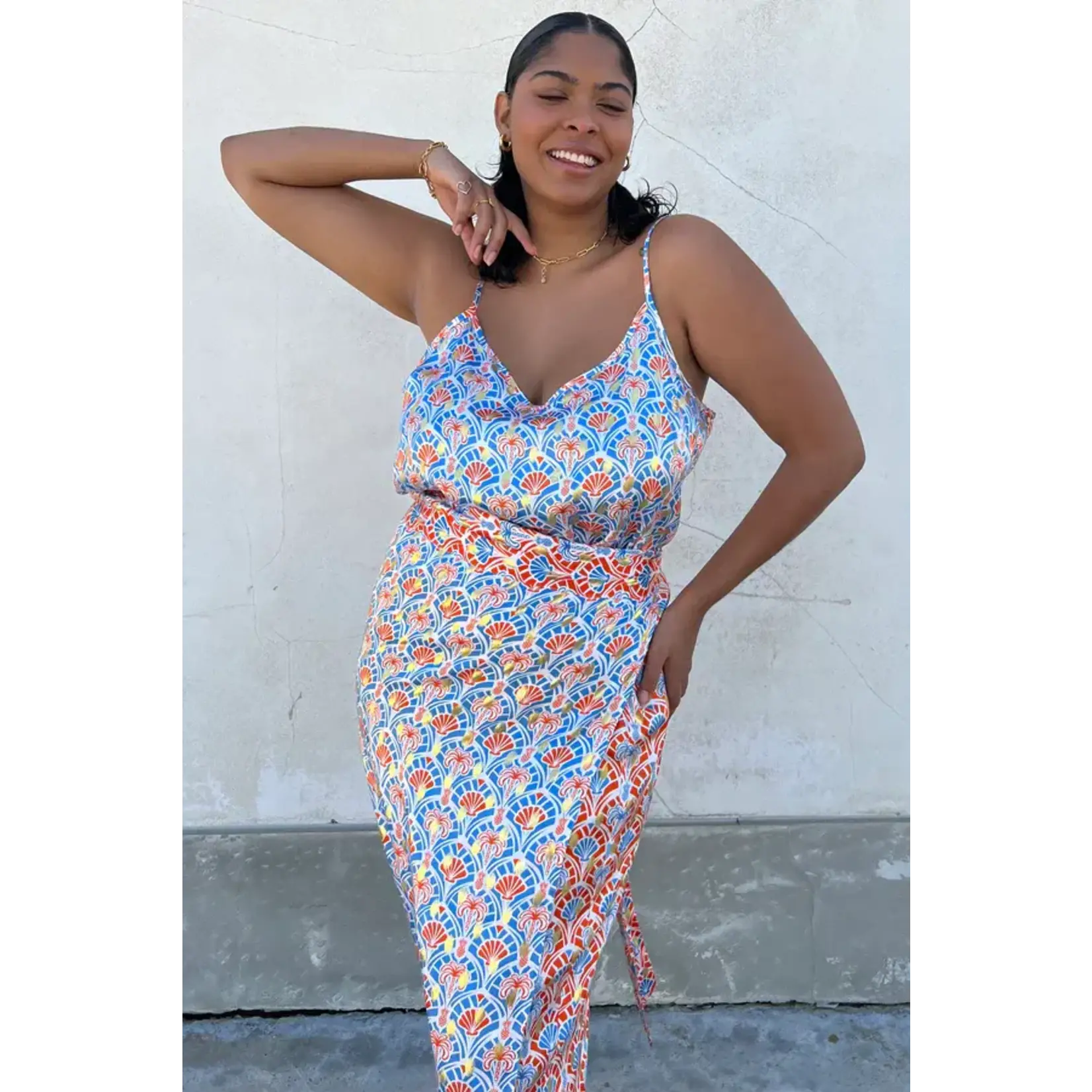 Never Fully Dressed Never Fully Dressed - Cami Top - Blauw/Oranje