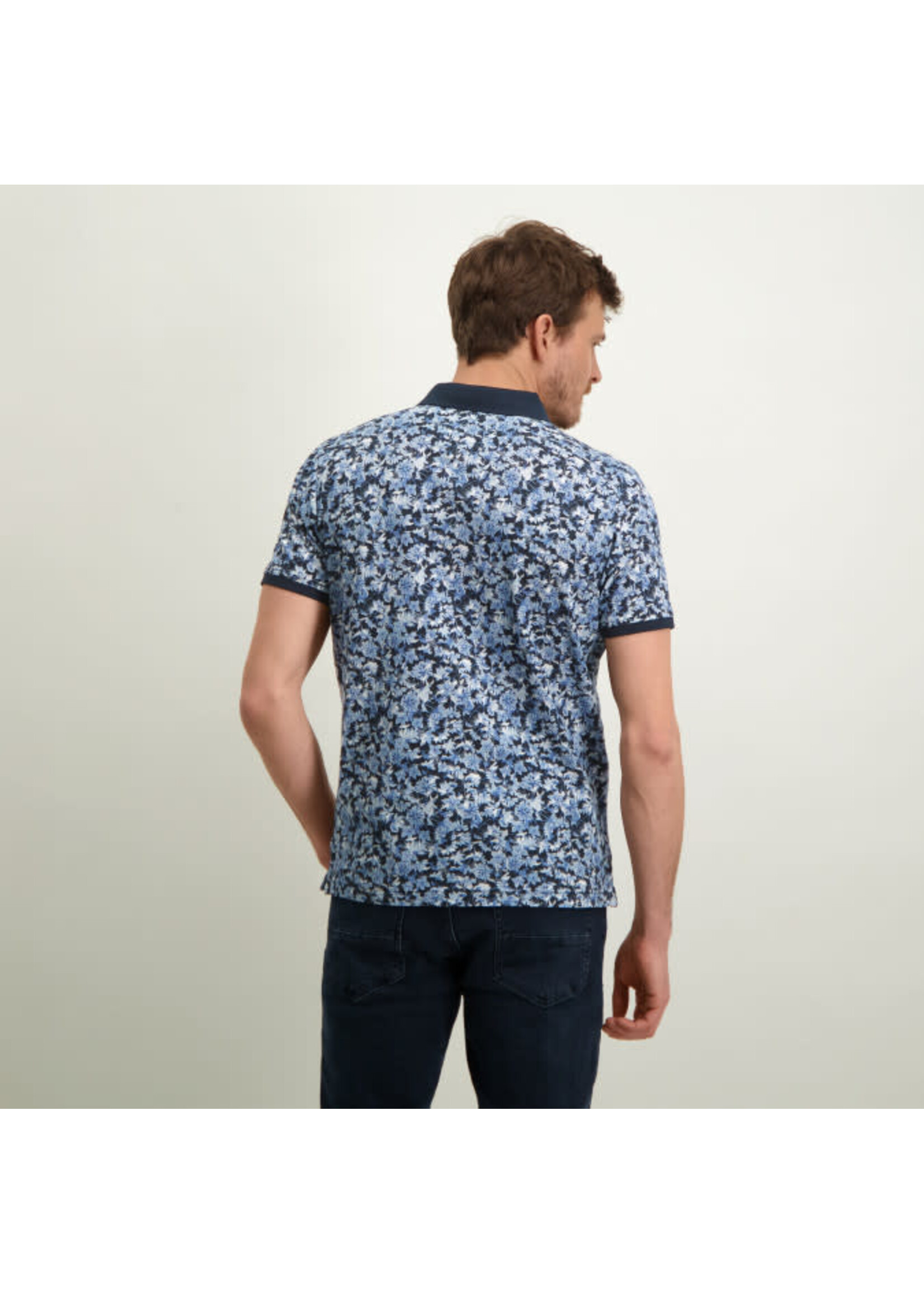 State Of Art State of Art - Polo met bloemenprint - Donkerblauw