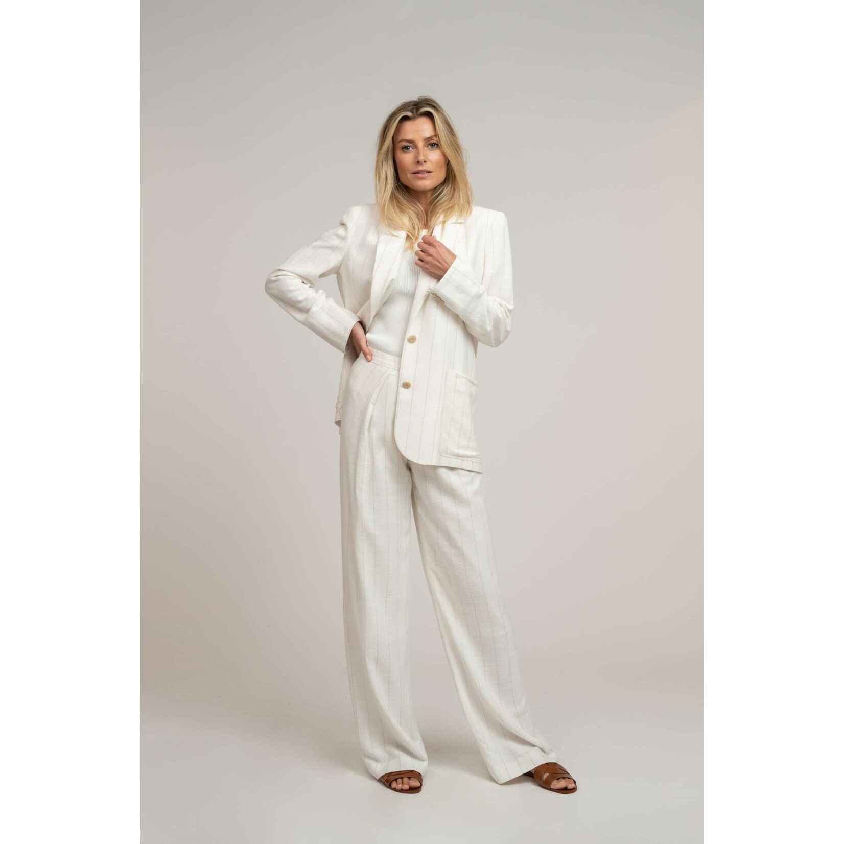 Fifth House Fifth House - Nito Blazer - Ecru/Strepen
