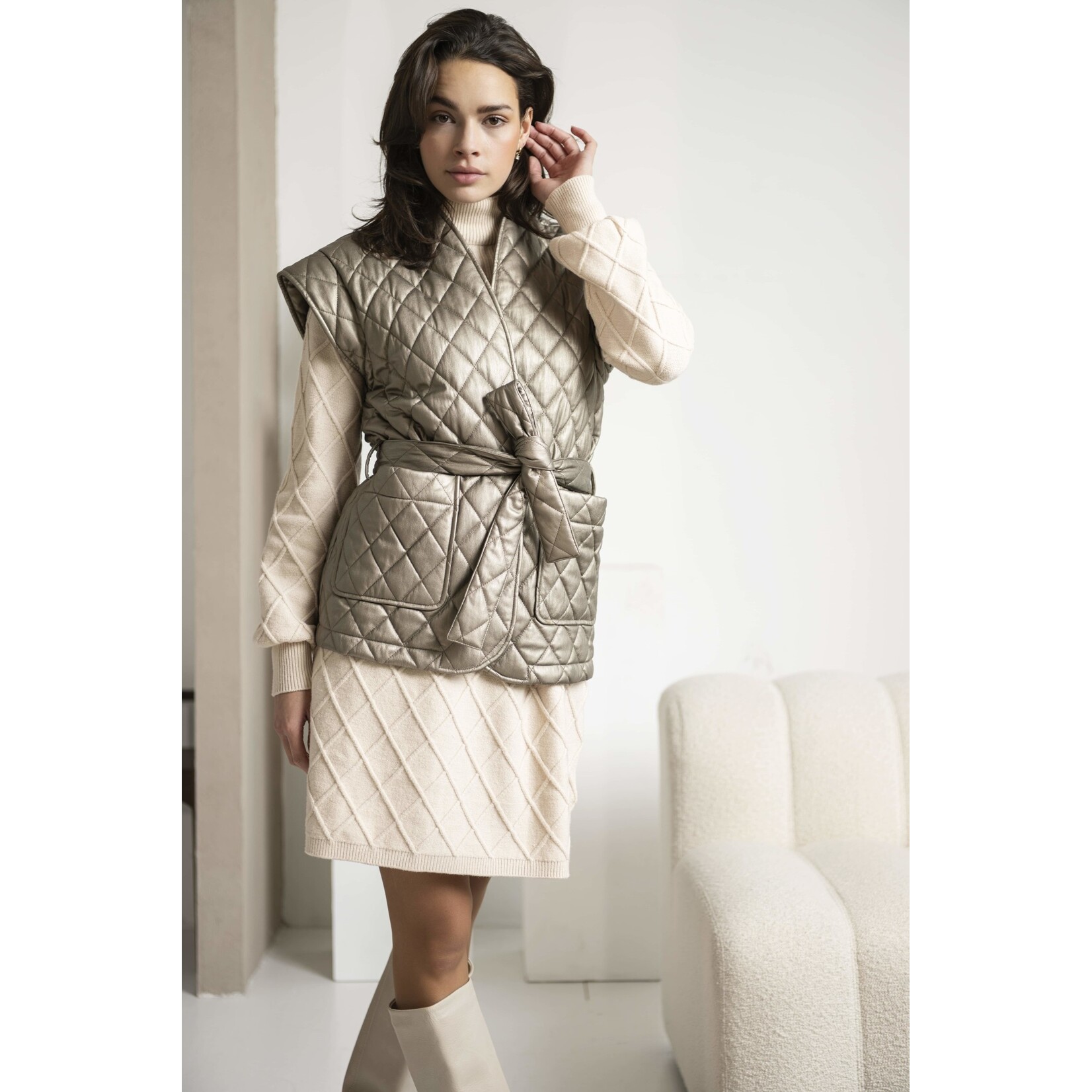 Esqualo Esqualo - Waistcoat - Licht goud