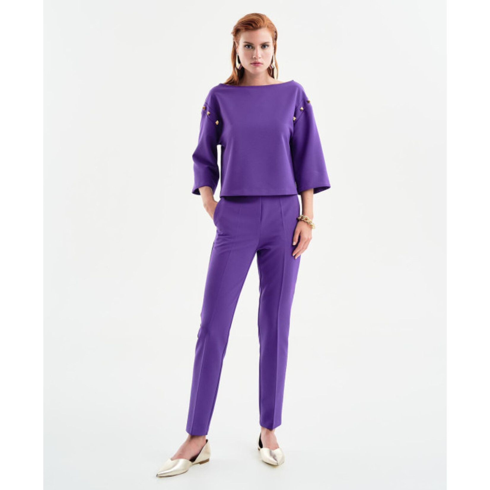 Access ACCESS - Broek met studs - Paars