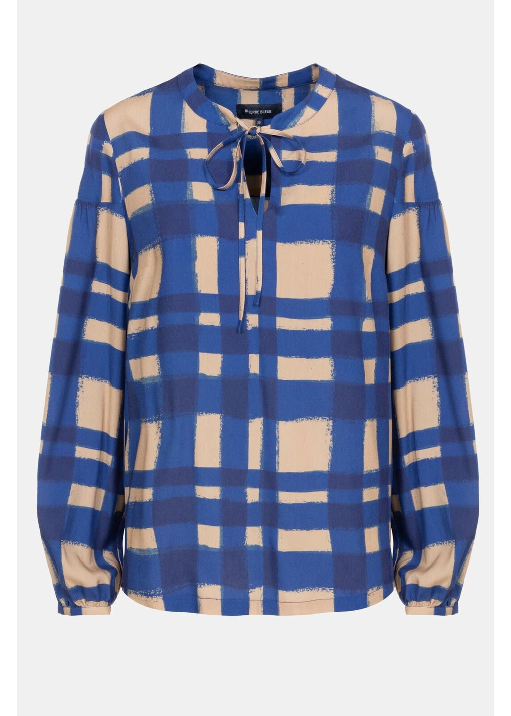 Terre Bleue Terre Bleue - Theodora Blouse - Camel/Blauw