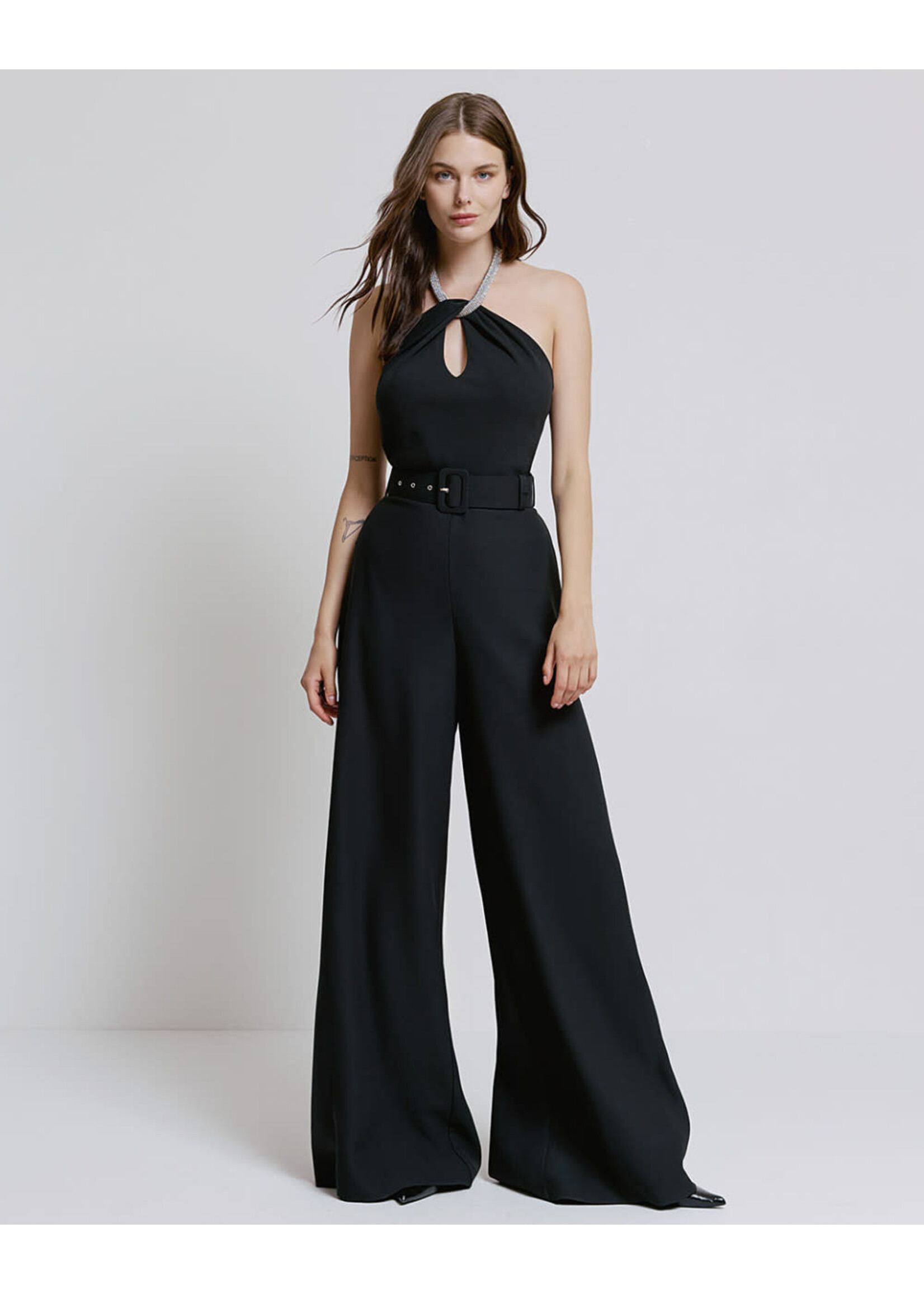 Access Jumpsuit with rhinestone adorned neckline Fortyfour
