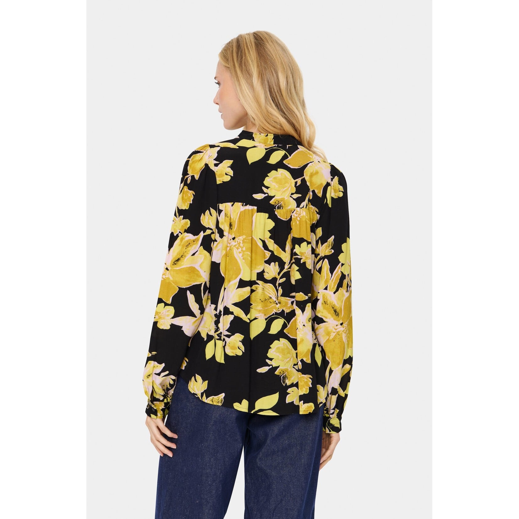 Saint Tropez Saint Tropez - GraceSZ Blouse - Black Burnished Florals