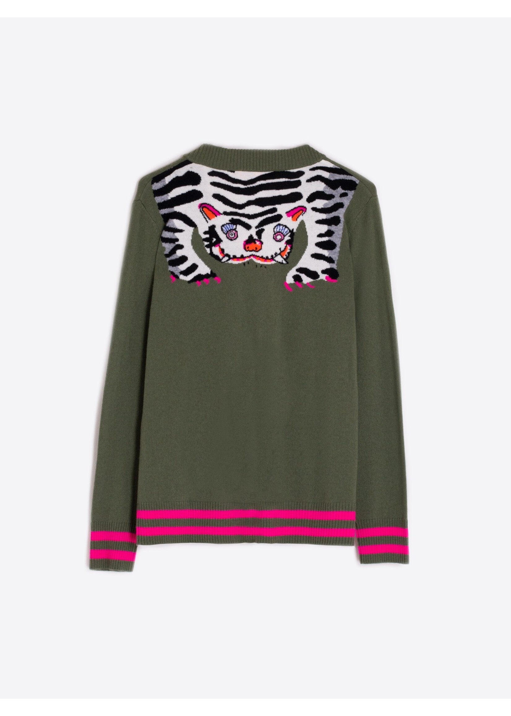 Vilagallo Vilagallo - Cardigan Theresa Tiger - Groen/Roze