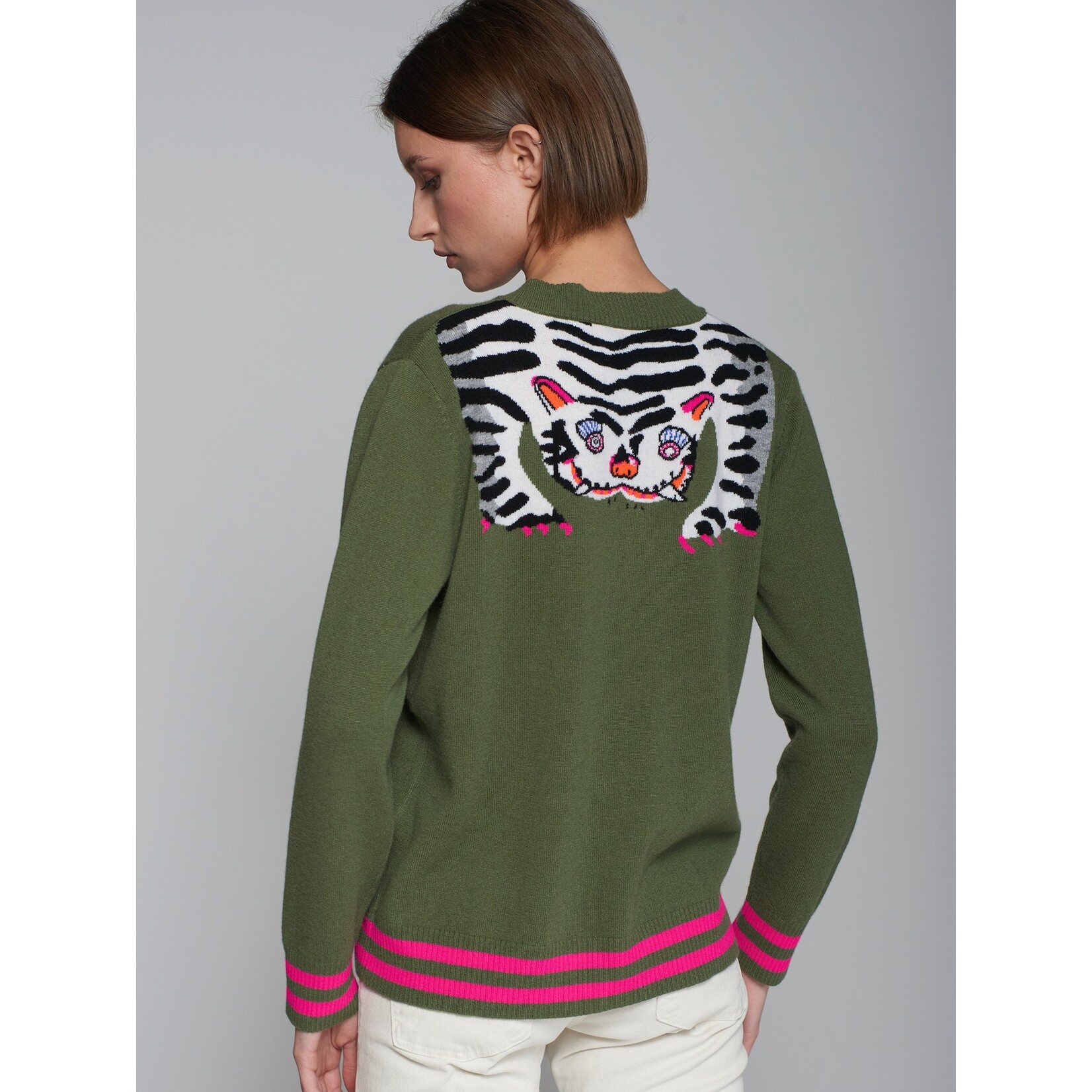 Vilagallo Vilagallo - Cardigan Theresa Tiger - Groen/Roze