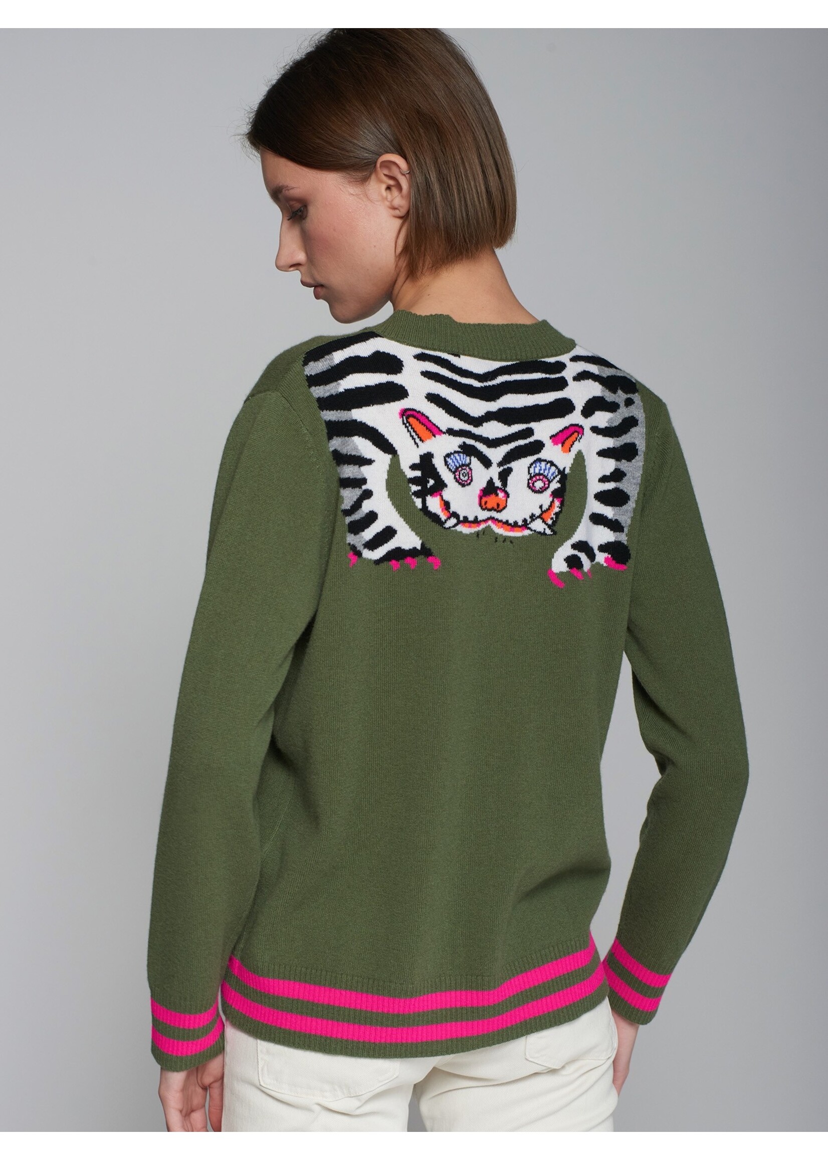 Vilagallo Vilagallo - Cardigan Theresa Tiger - Groen/Roze