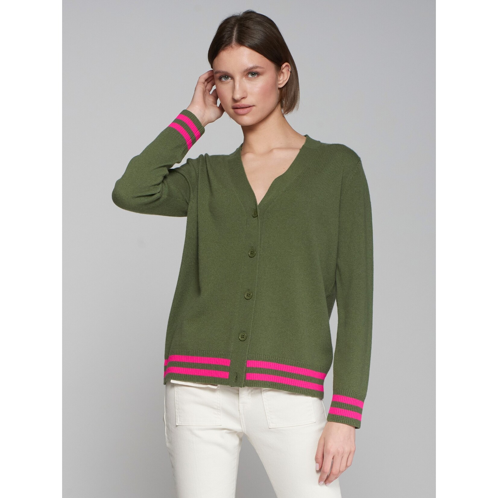 Vilagallo Vilagallo - Cardigan Theresa Tiger - Groen/Roze