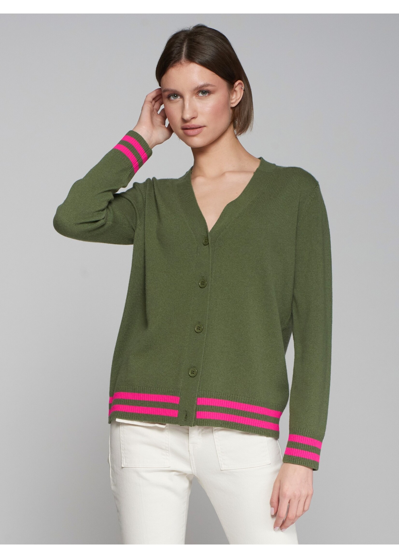 Vilagallo Vilagallo - Cardigan Theresa Tiger - Groen/Roze