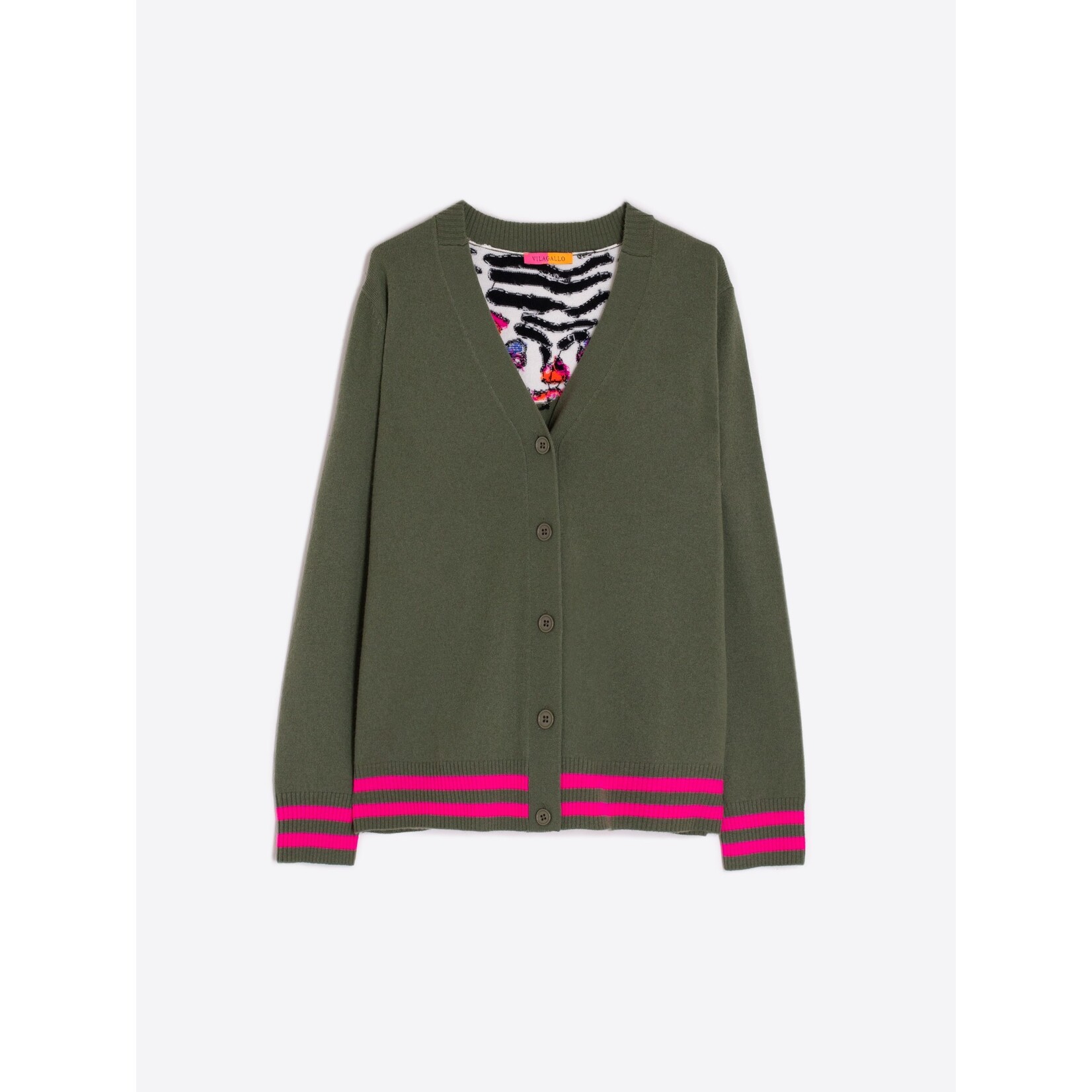 Vilagallo Vilagallo - Cardigan Theresa Tiger - Groen/Roze
