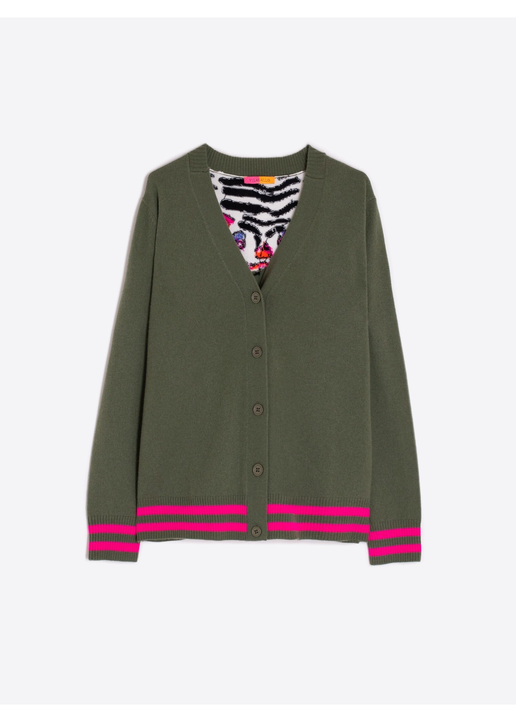 Vilagallo Vilagallo - Cardigan Theresa Tiger - Groen/Roze