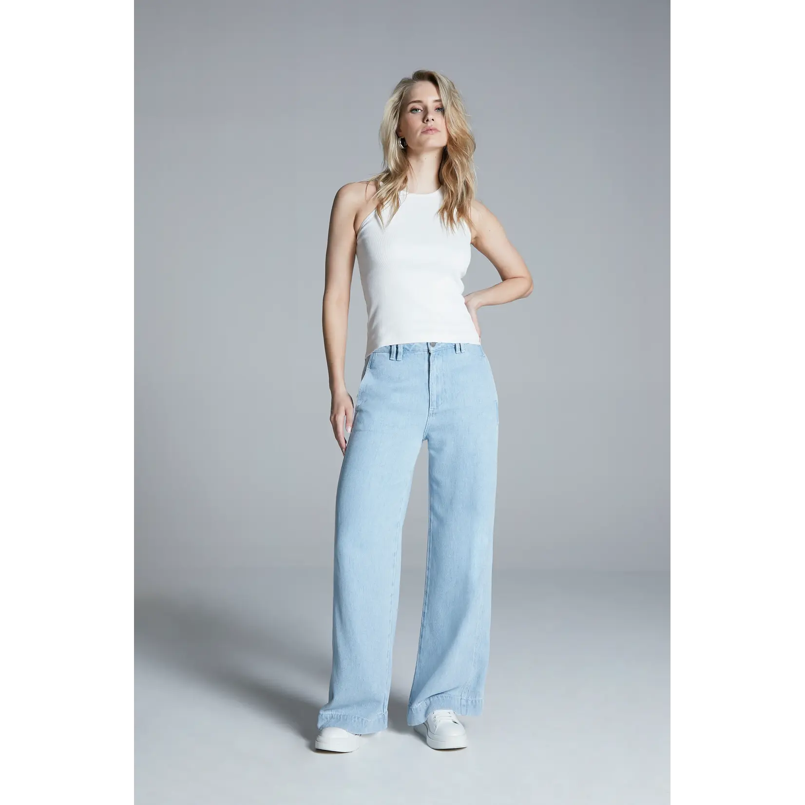 Homage Homage - Flowy Wide Leg Jeans - Light Soft Blue