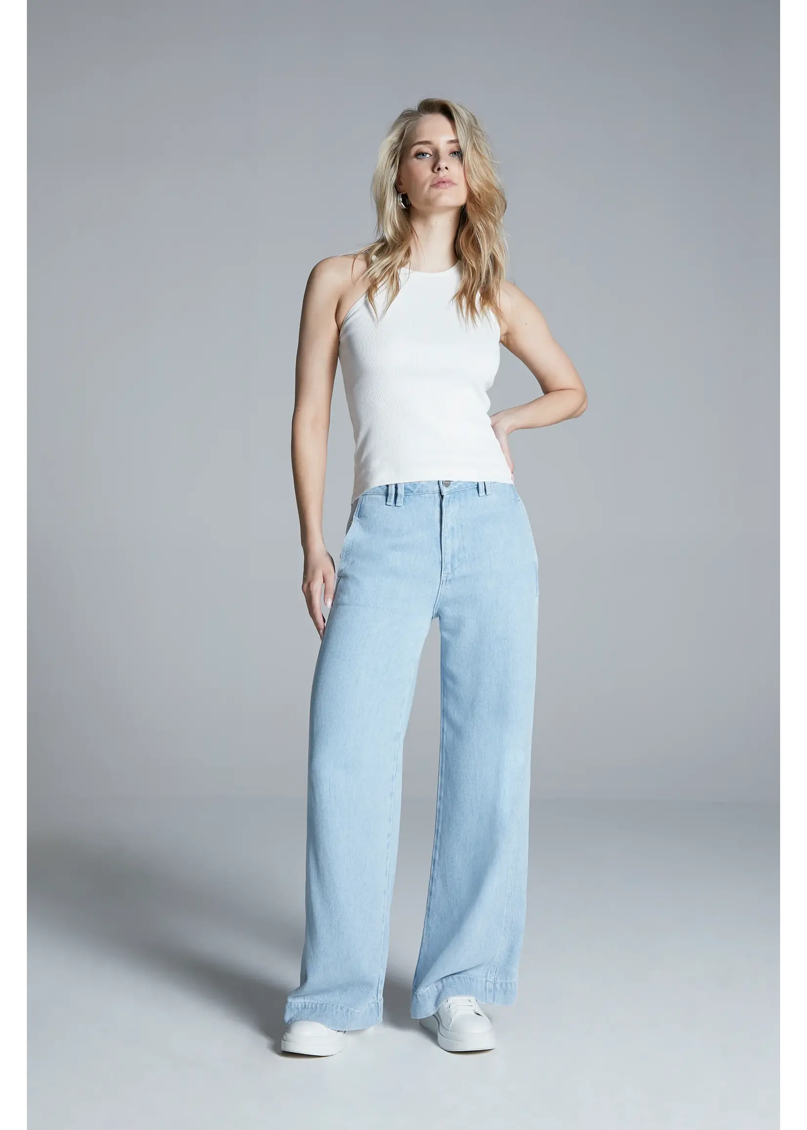 Homage Homage - Flowy Wide Leg Jeans - Light Soft Blue