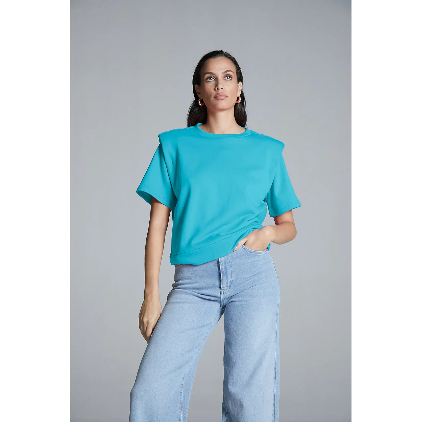 Homage Homage - Sweater korte mouw - Aqua Green