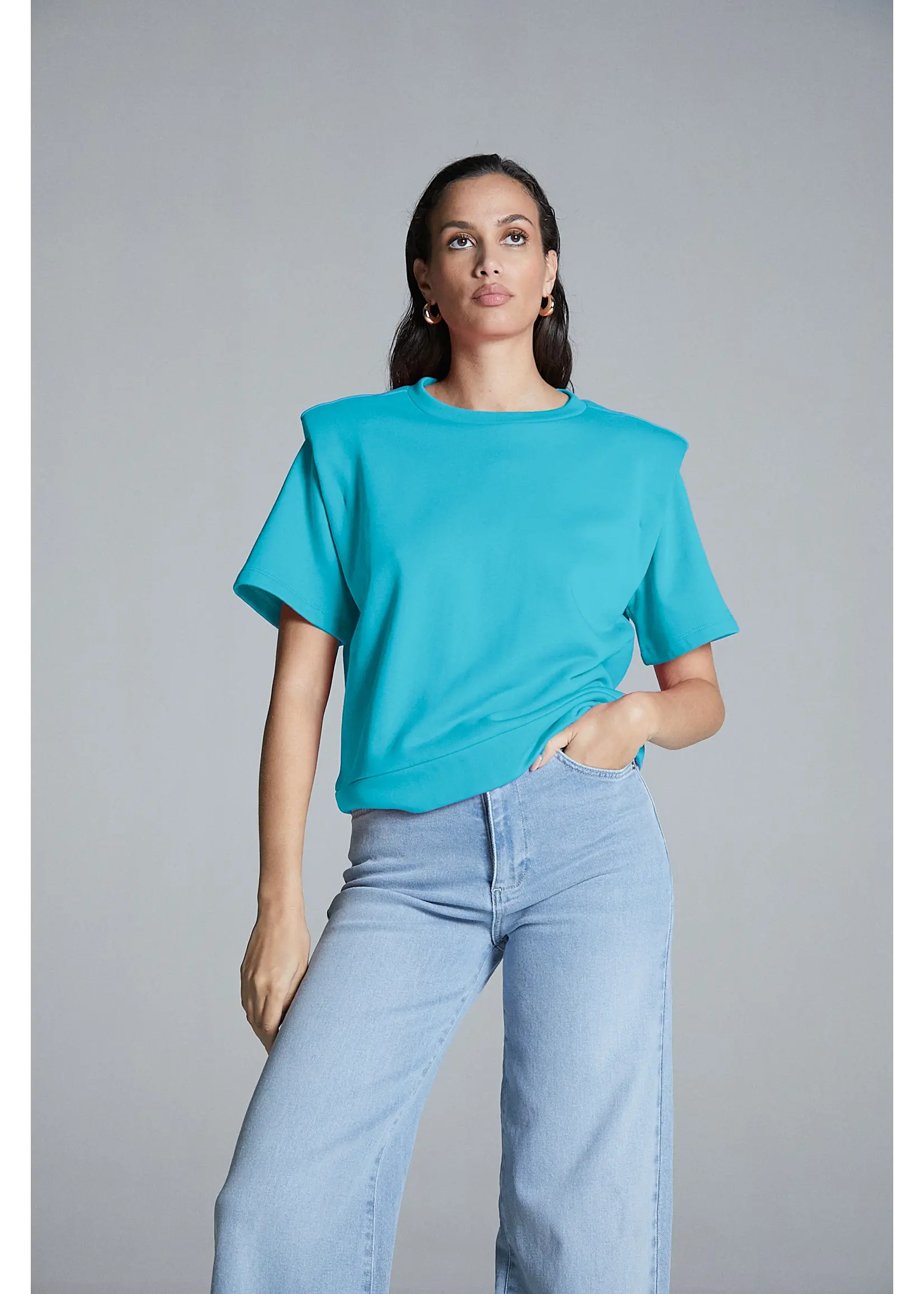 Homage Homage - Sweater korte mouw - Aqua Green