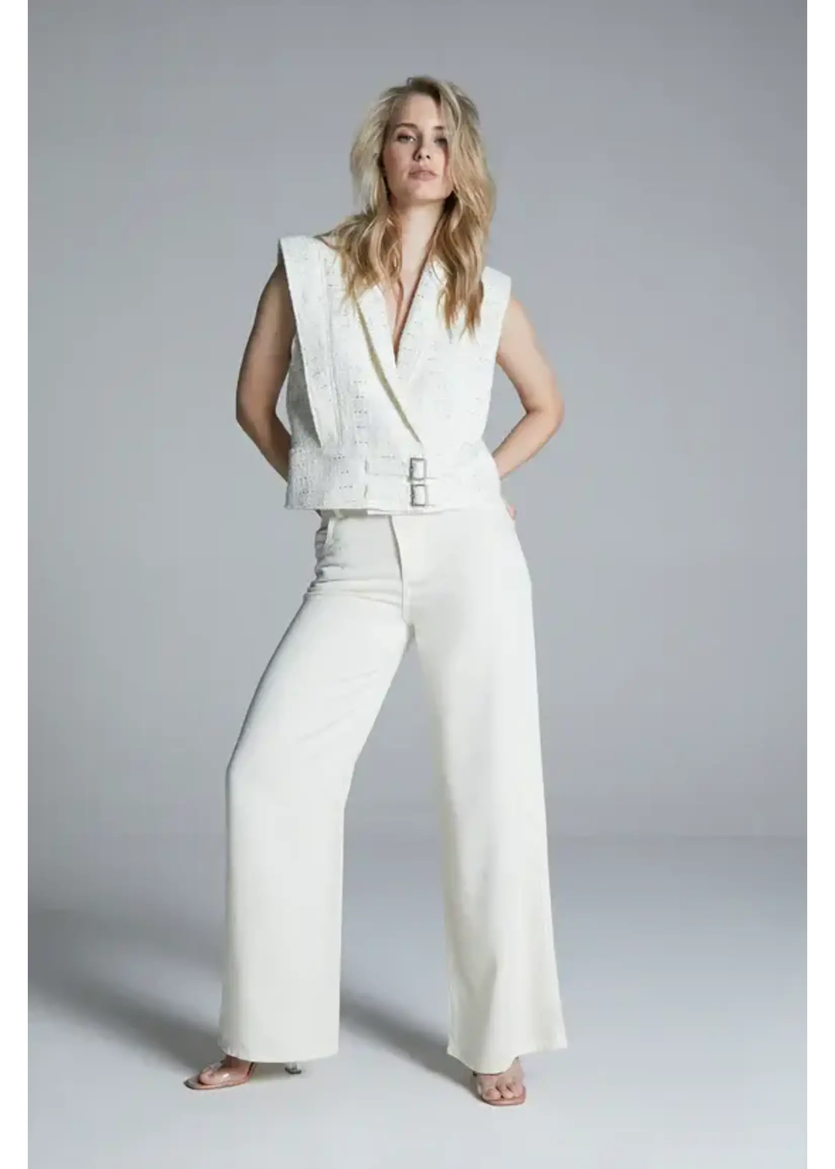 Homage Homage - Flowy Palazzo Jeans - Washed Vanilla