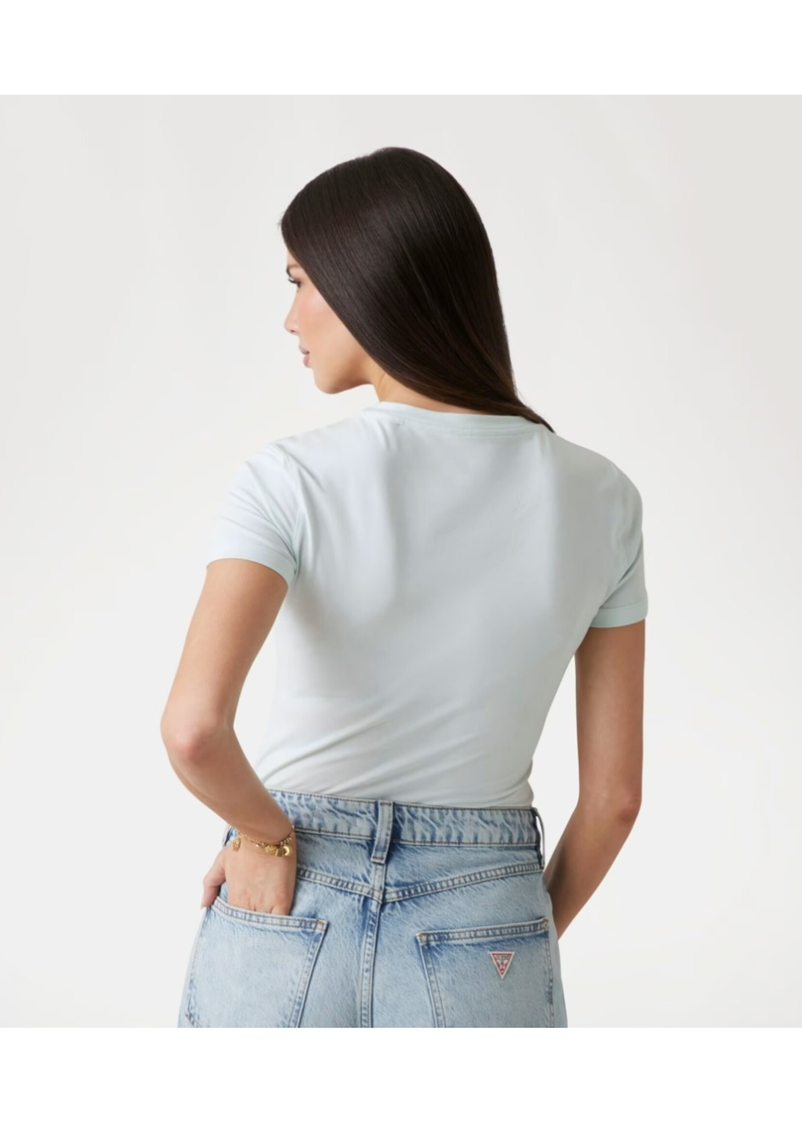 Guess Guess - Logo Pailletten Tee - Lichtgroen