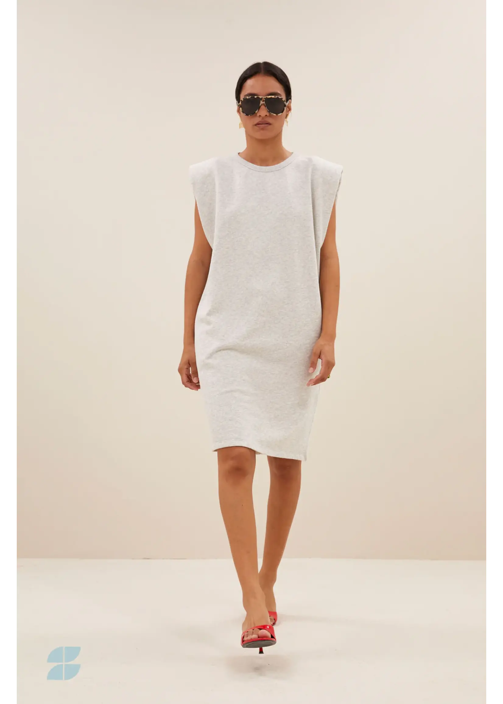 By-Bar By-Bar - Diede Sweat Jurk - Lichtgrijs