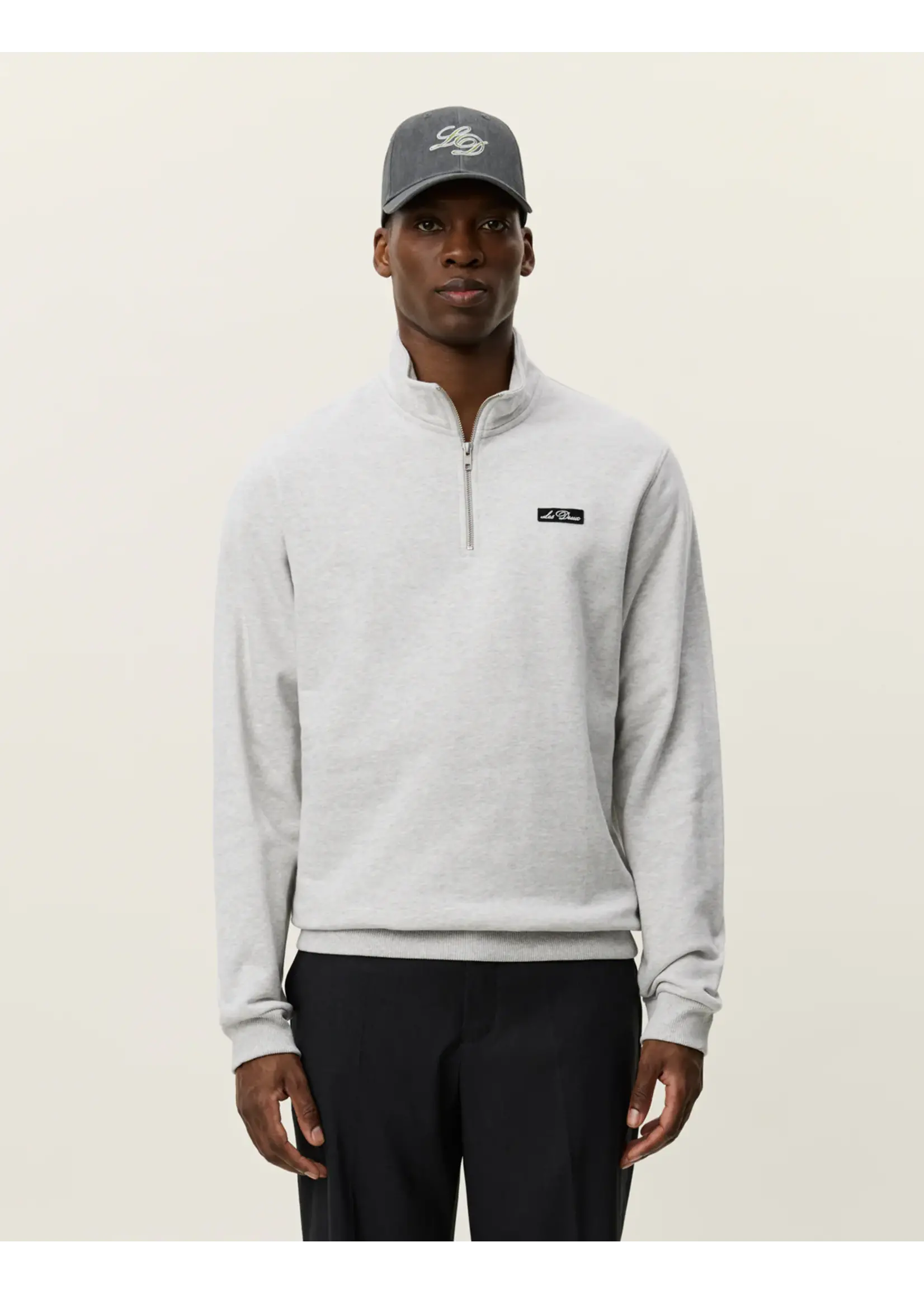 Les Deux Les Deux - Patch Half-Zip Sweatshirt - Snow Melange