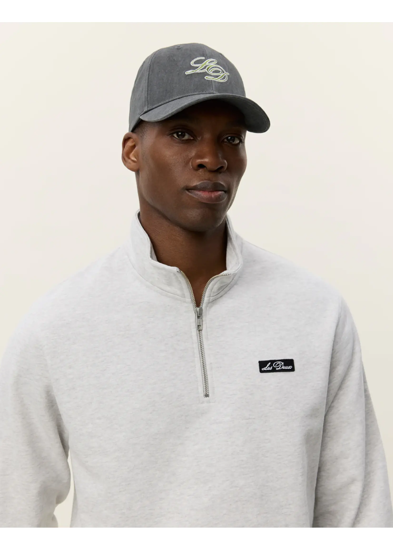 Les Deux Les Deux - Patch Half-Zip Sweatshirt - Snow Melange