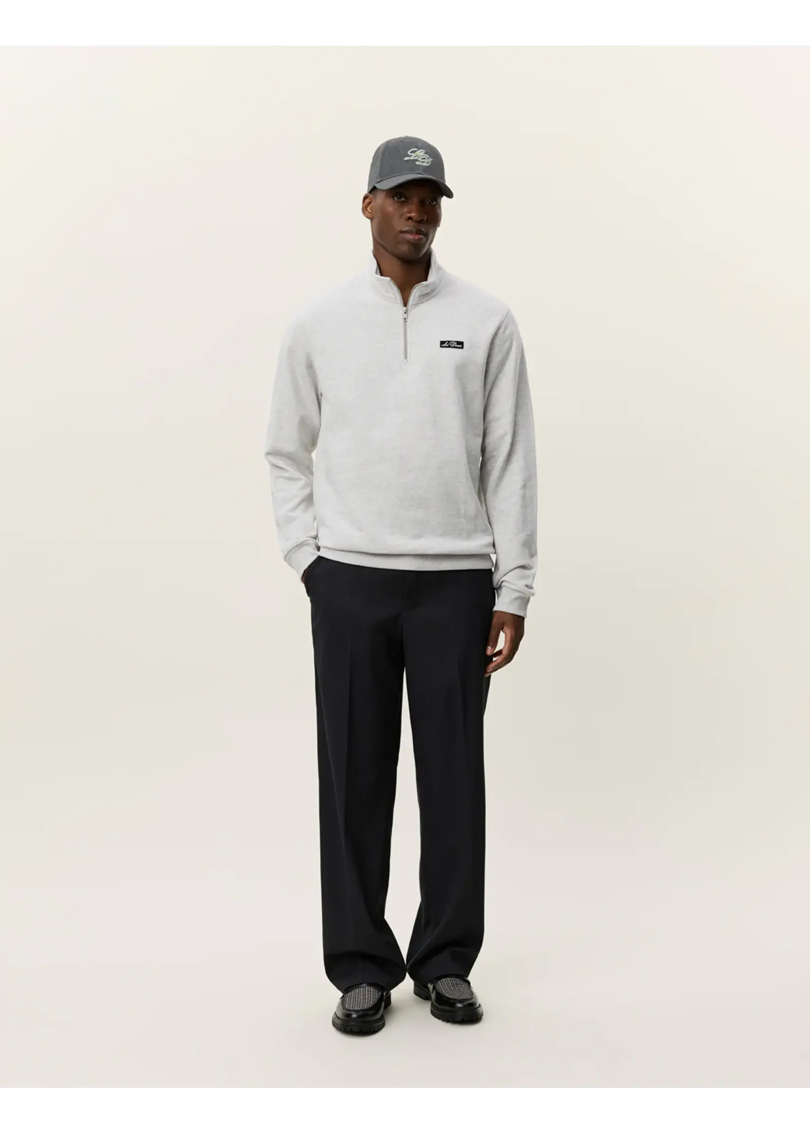 Les Deux Les Deux - Patch Half-Zip Sweatshirt - Snow Melange