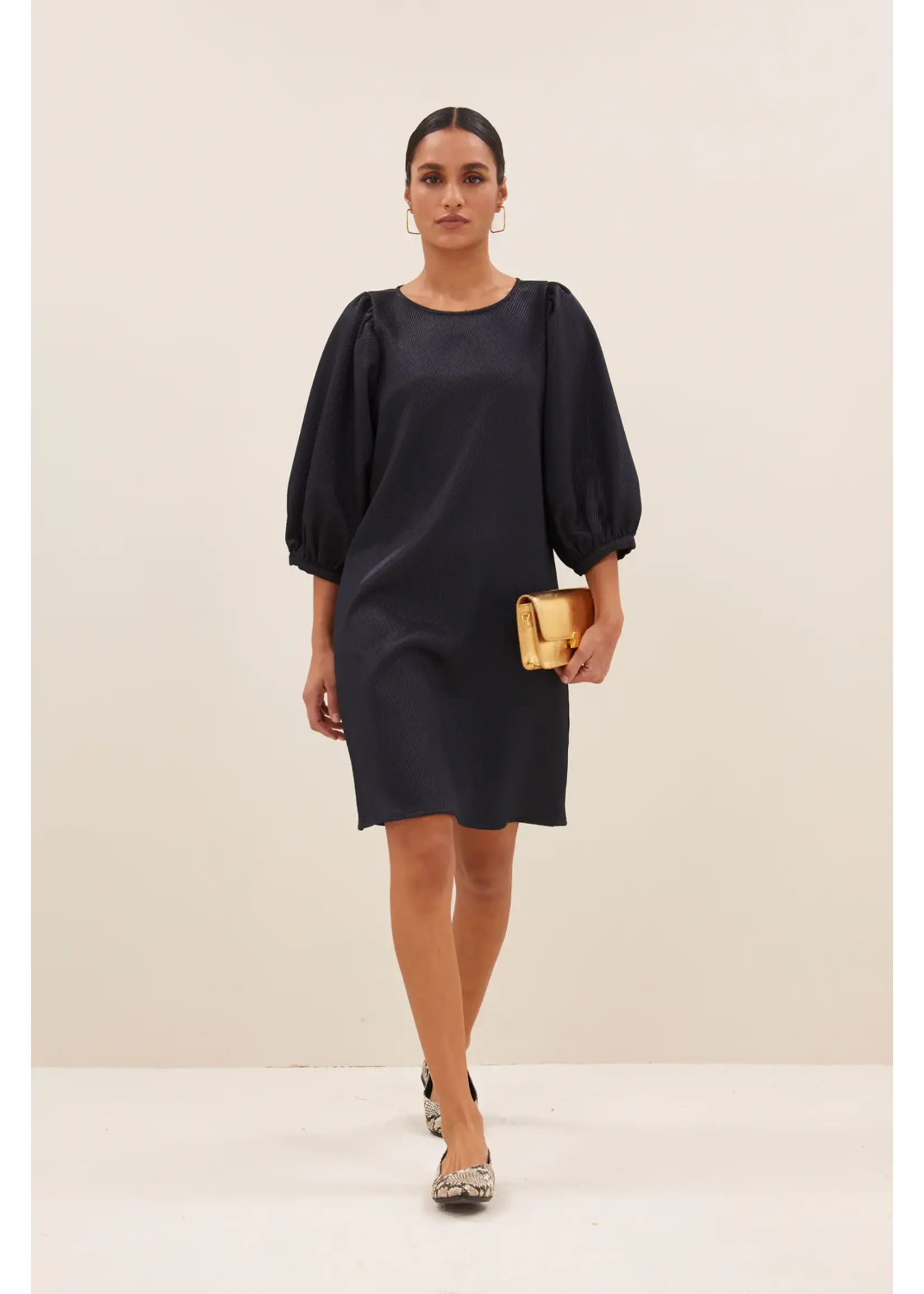 By-Bar By-Bar- Gigi Gloss Jurk - Midnight