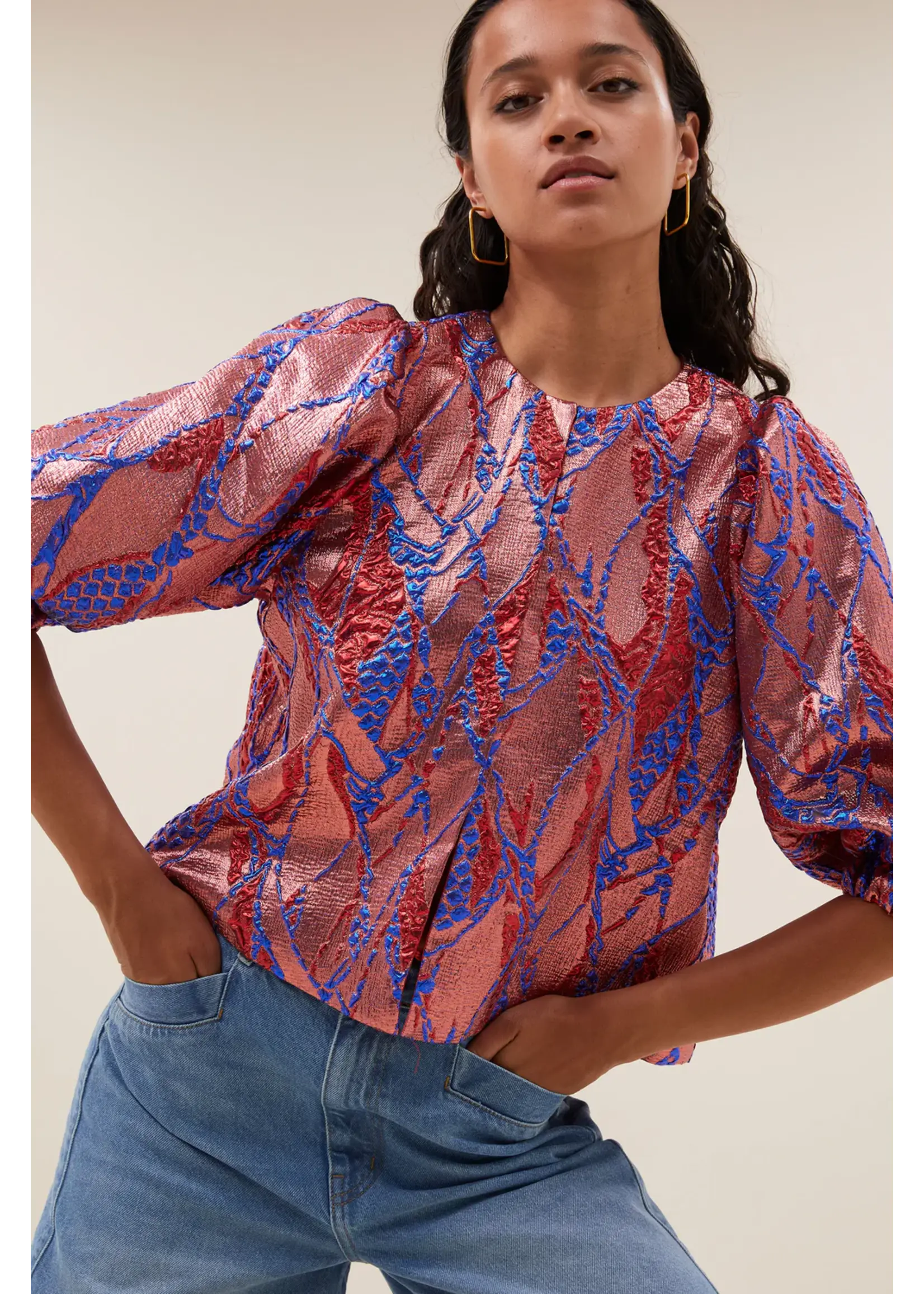 By-Bar By-Bar - Mauri Jacquard Blouse - Coral