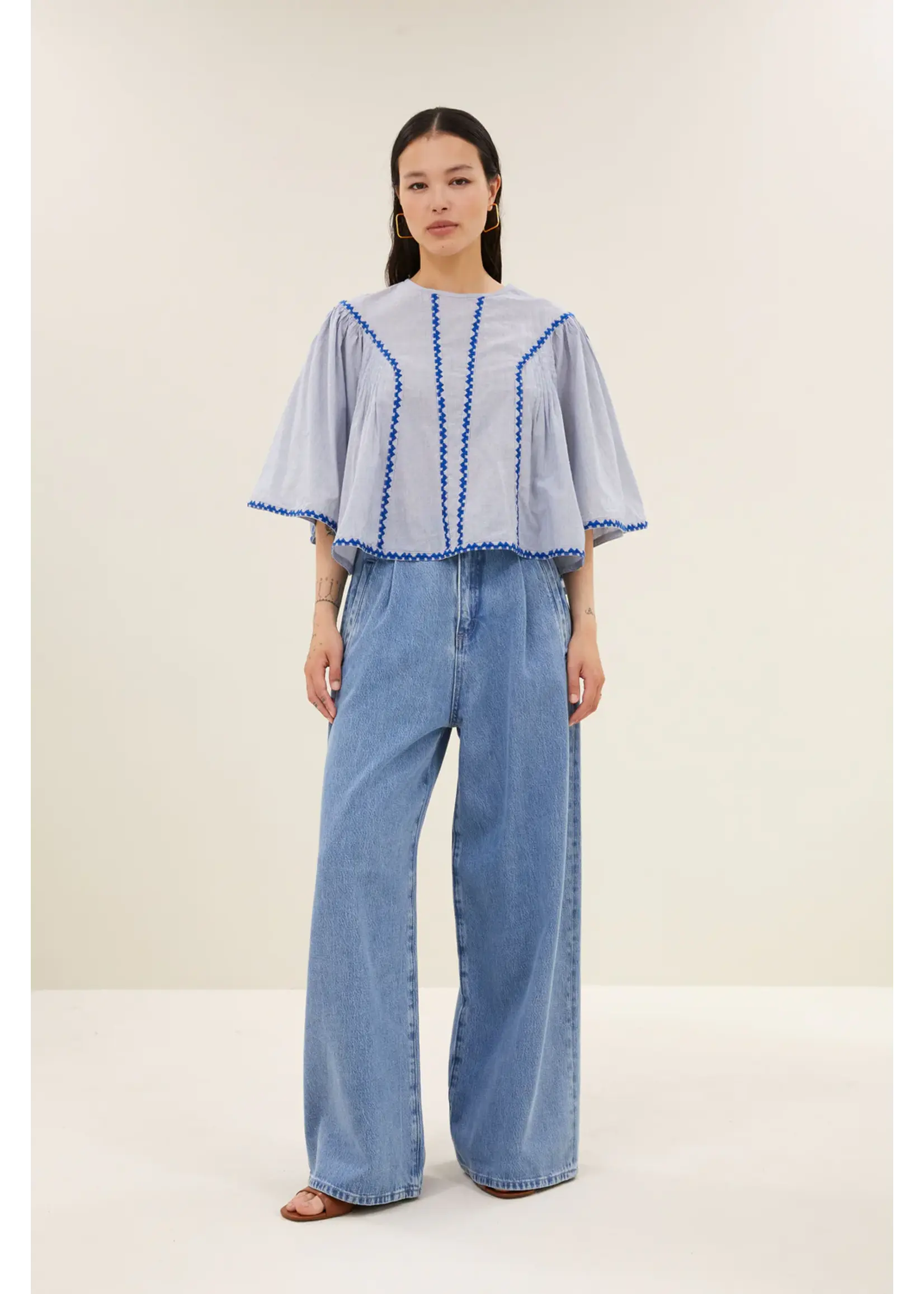 By-Bar By-Bar - Davin Blouse - Blue Pinstripe