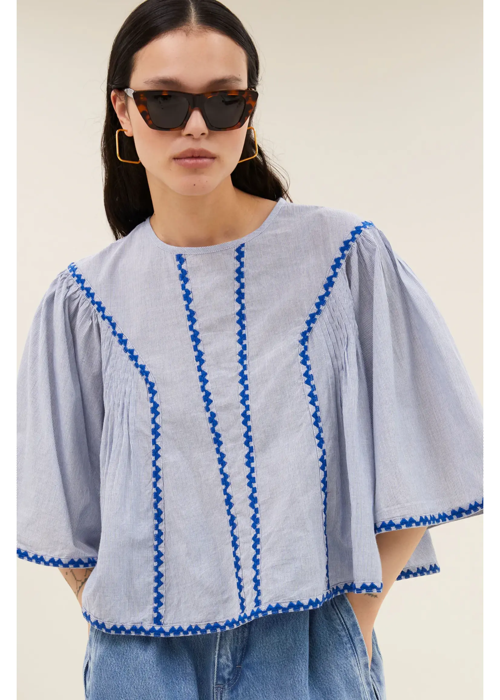 By-Bar By-Bar - Davin Blouse - Blue Pinstripe