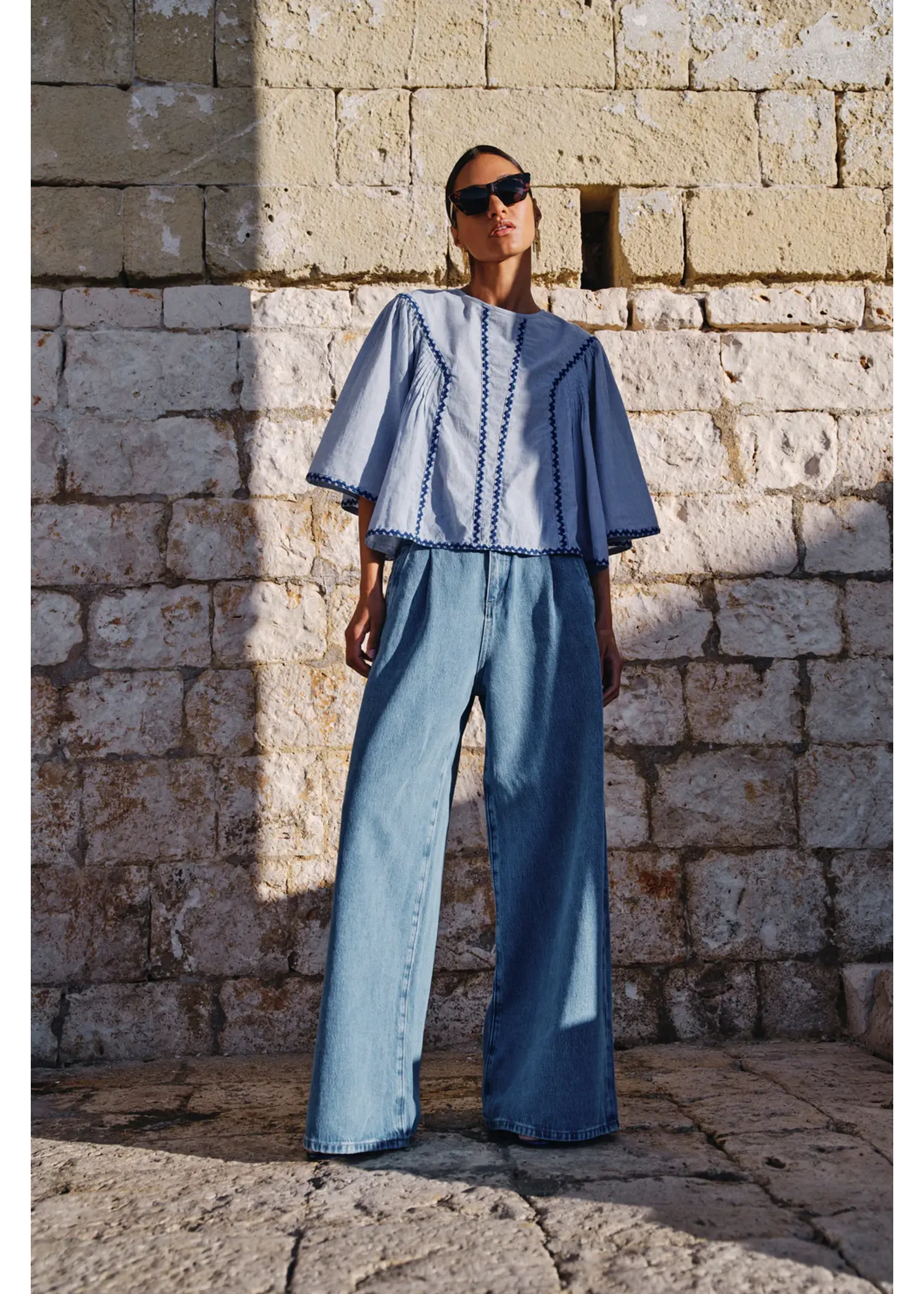 By-Bar By-Bar - Davin Blouse - Blue Pinstripe