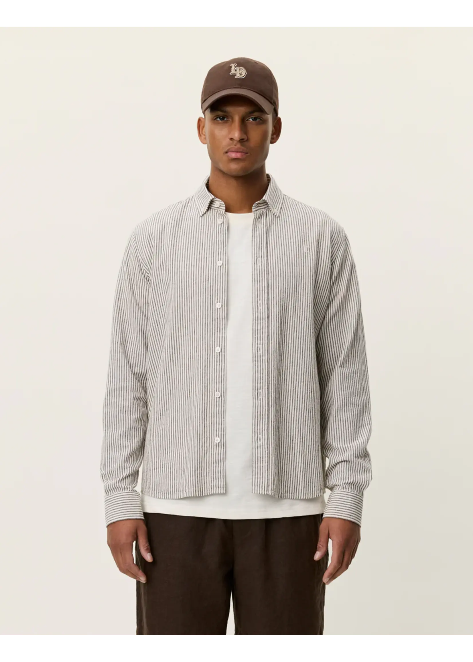 Les Deux Les Deux - Konrad Striped Hemd - Bruin