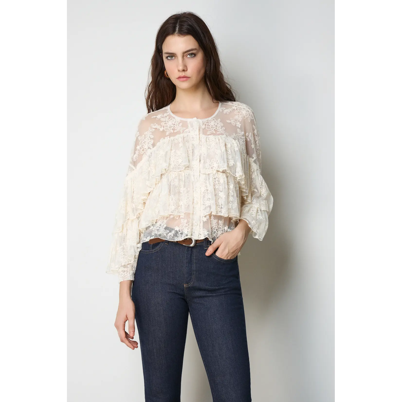 BSB BSB - Blouse met Kant - Vanille