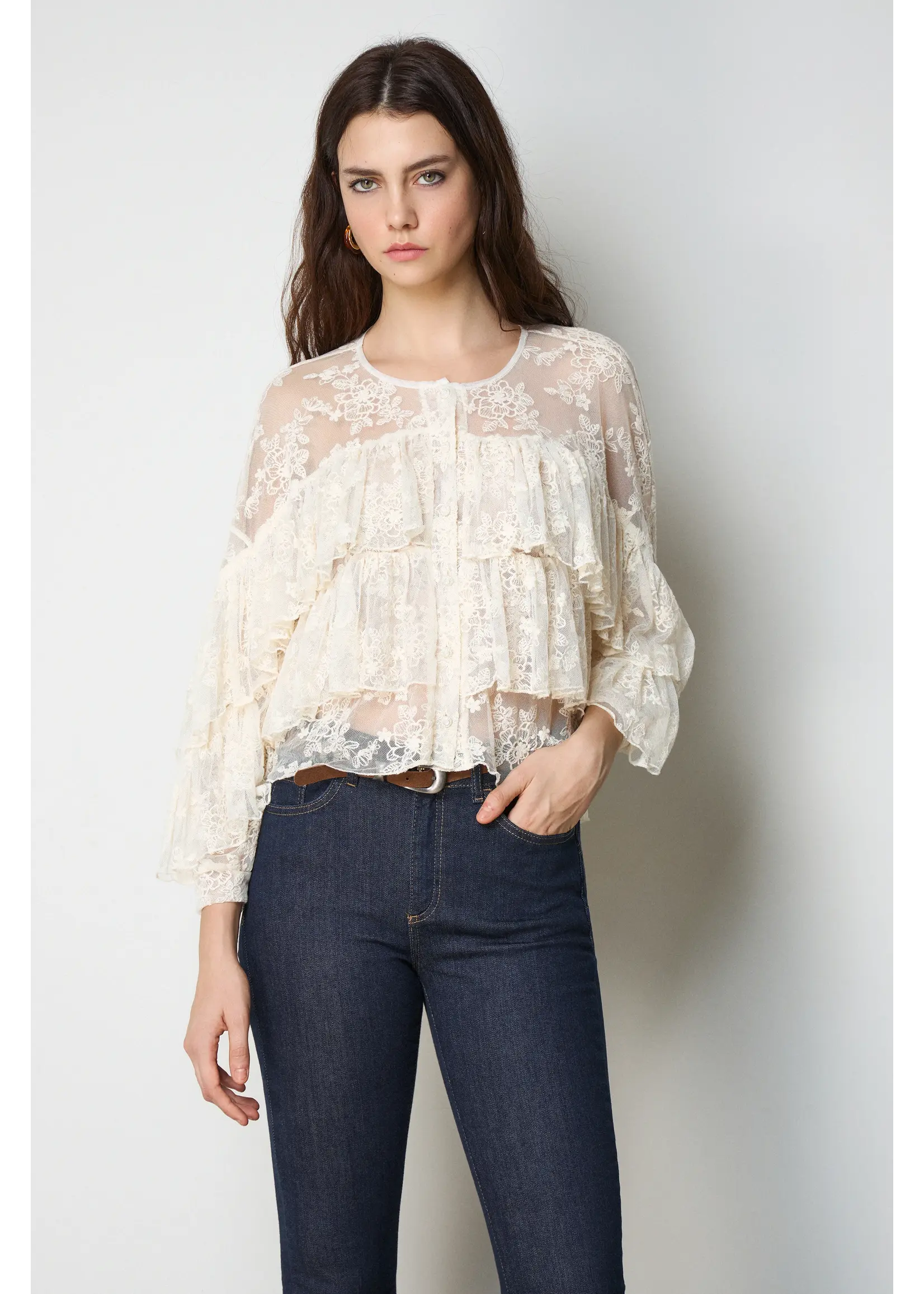 BSB BSB - Blouse met Kant - Vanille